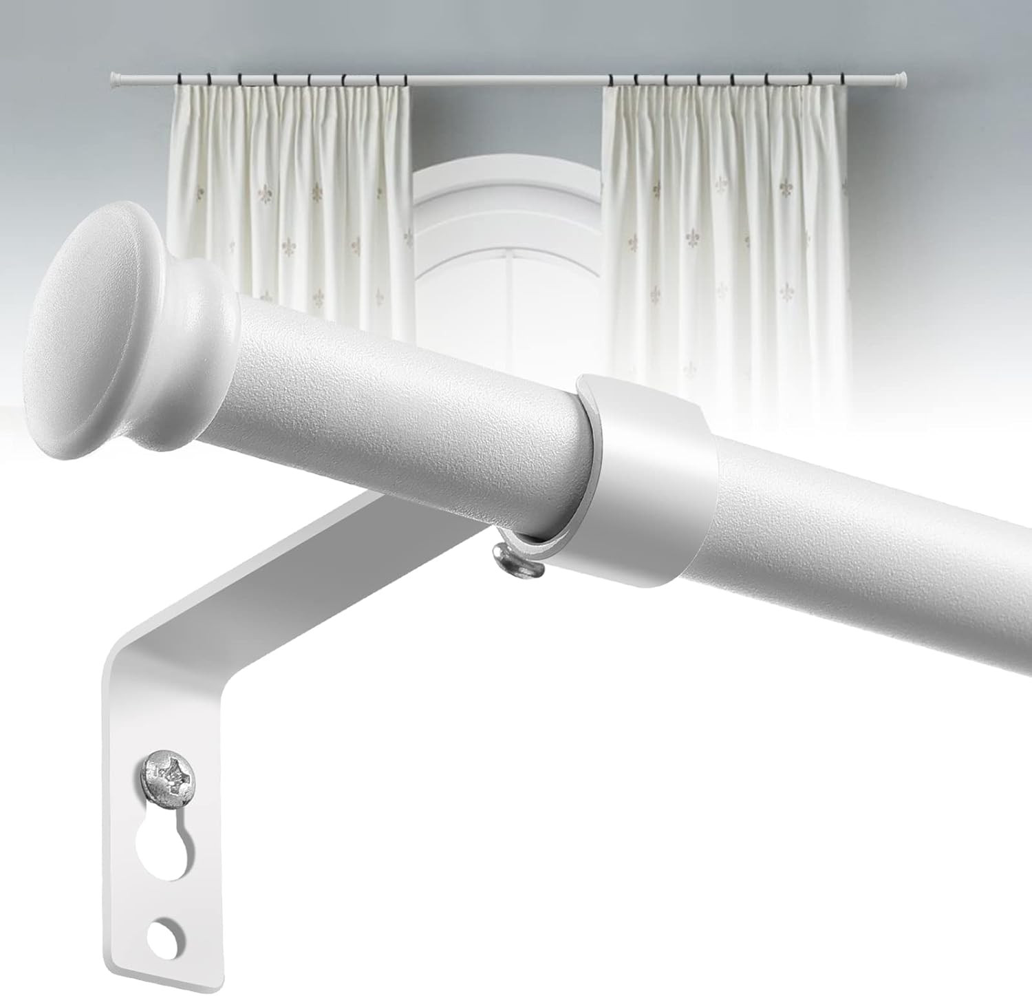 5/8” Curtain Rod Set Adjustable 28–48” Heavy Duty Matte Black Window Rod