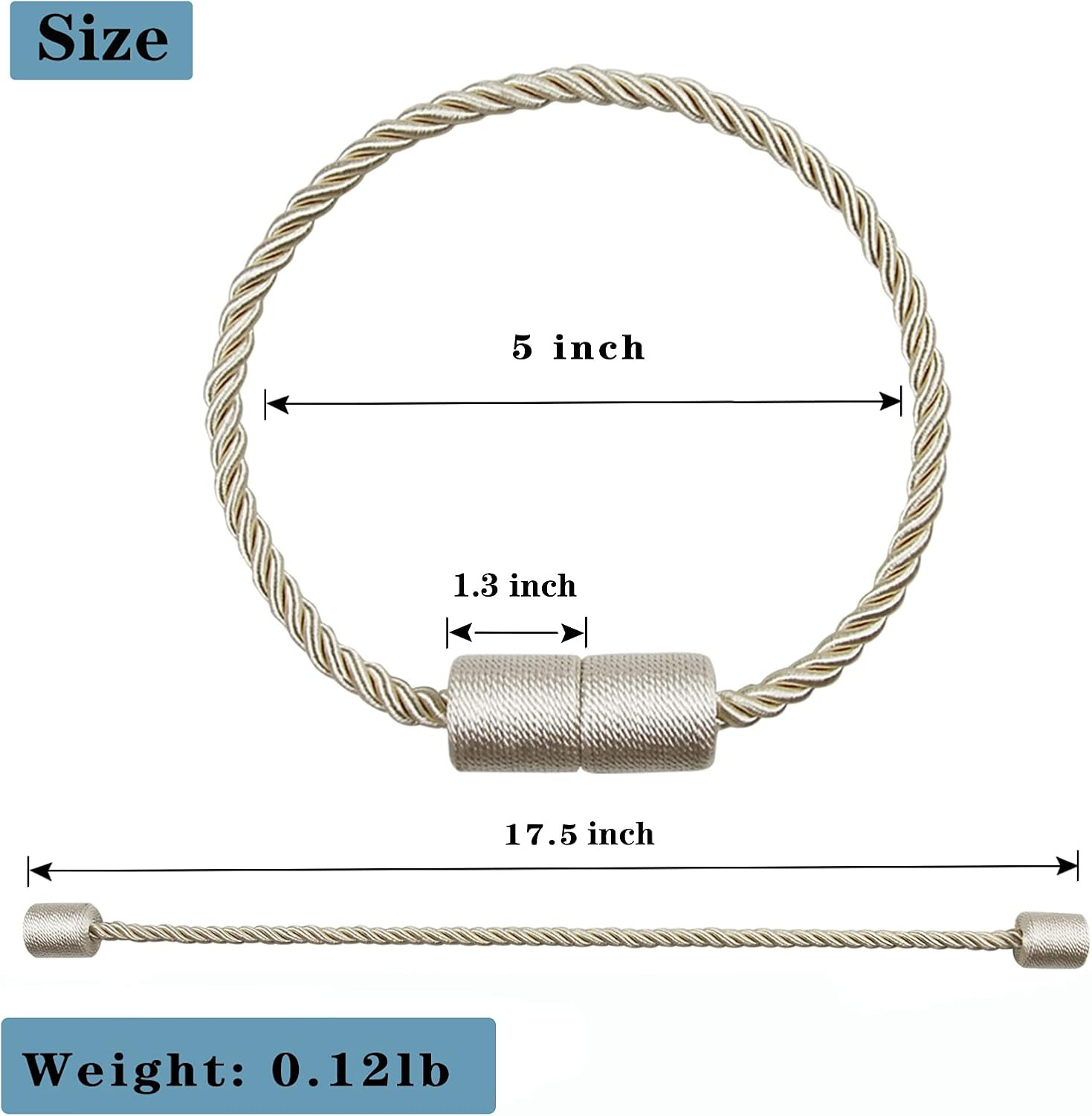 2 Pack Beige Strong Magnetic Curtain Tiebacks Outdoor Elegant Decorative Tie Bac