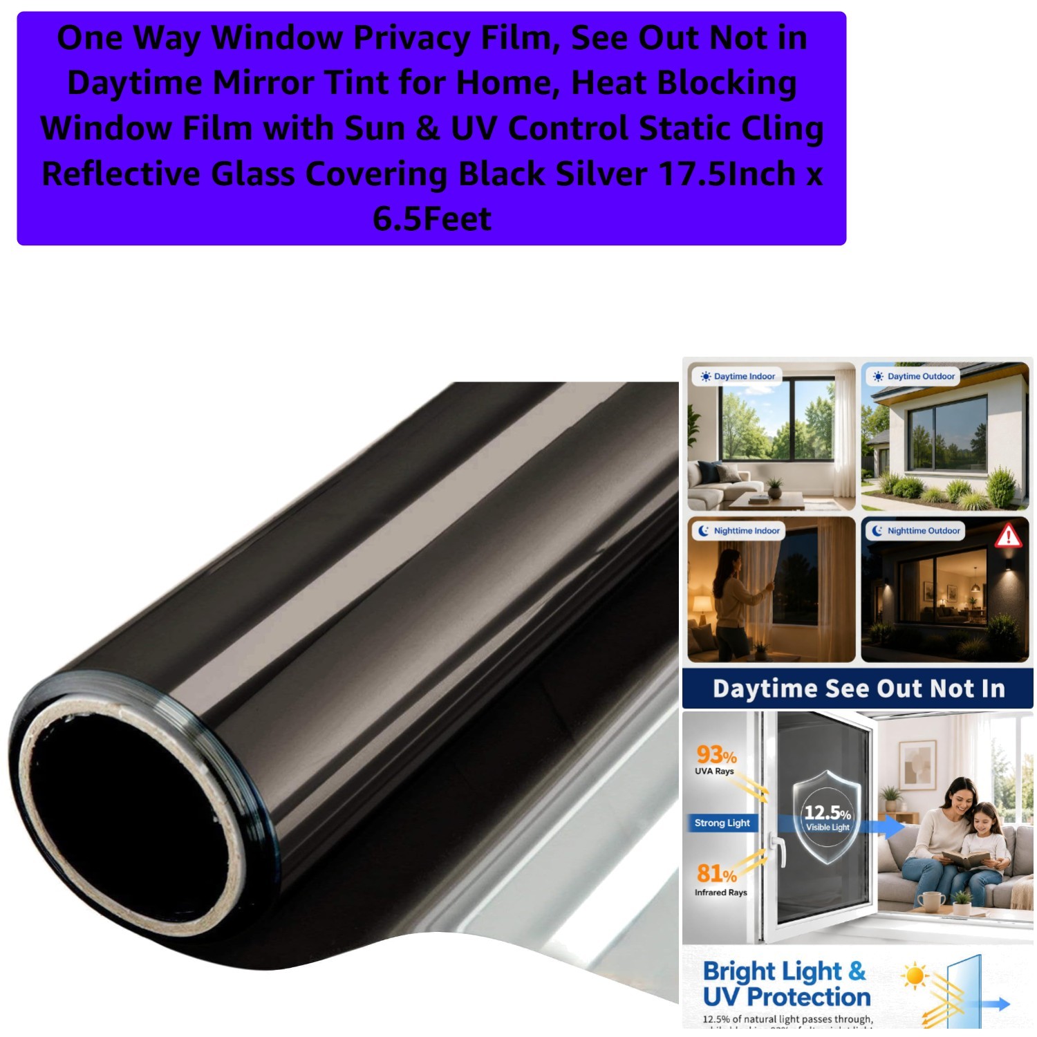 Static Cling Privacy Window Film 17.5″ x 6.5″ – Removable & Scratch-Resistant