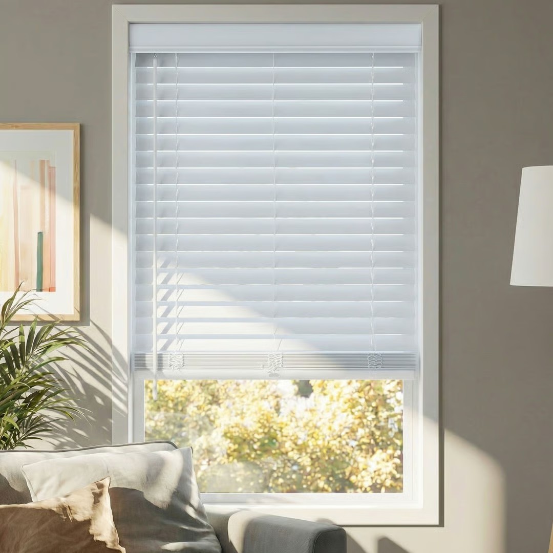 LEVOLOR Basic Cordless Faux Wood Blinds White 47 x 48 in 2″ Slat