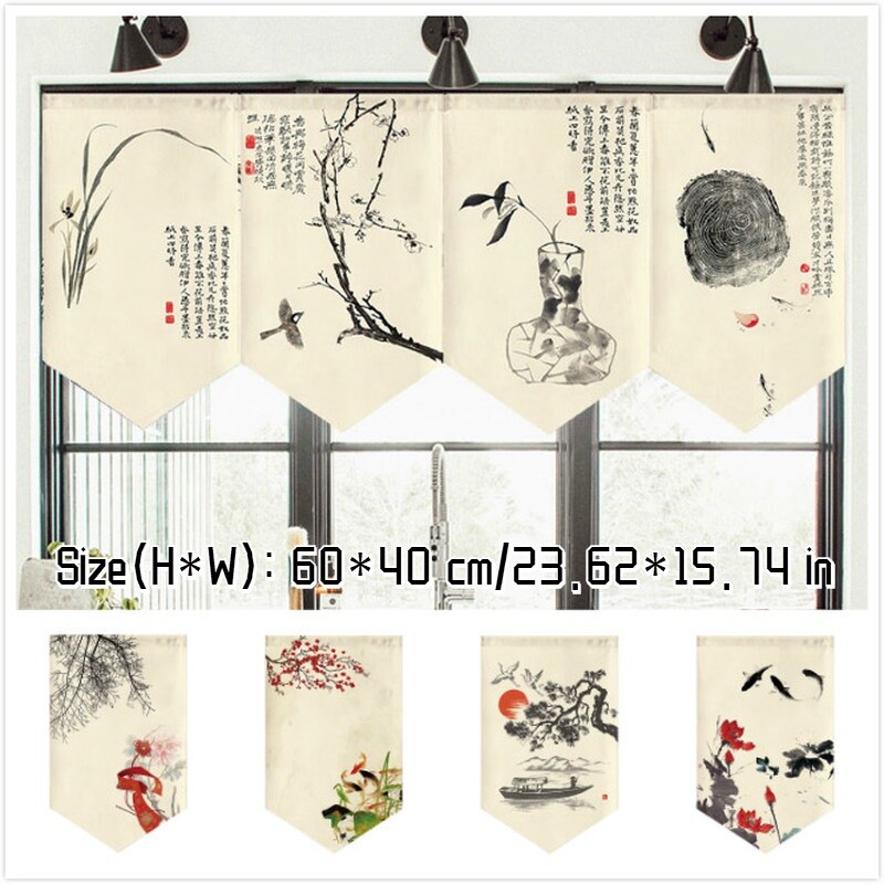 Kitchen Short Doorway Curtains Canvas Noren Blackout Valance Room Divider