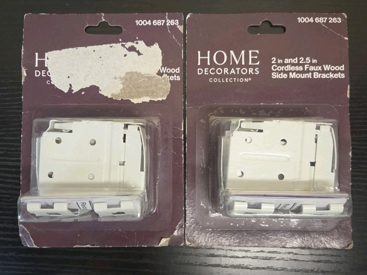 (2) Home Decorators 2 in. and 2.5 in. Cordless Faux Wood Side Mounting Bracket