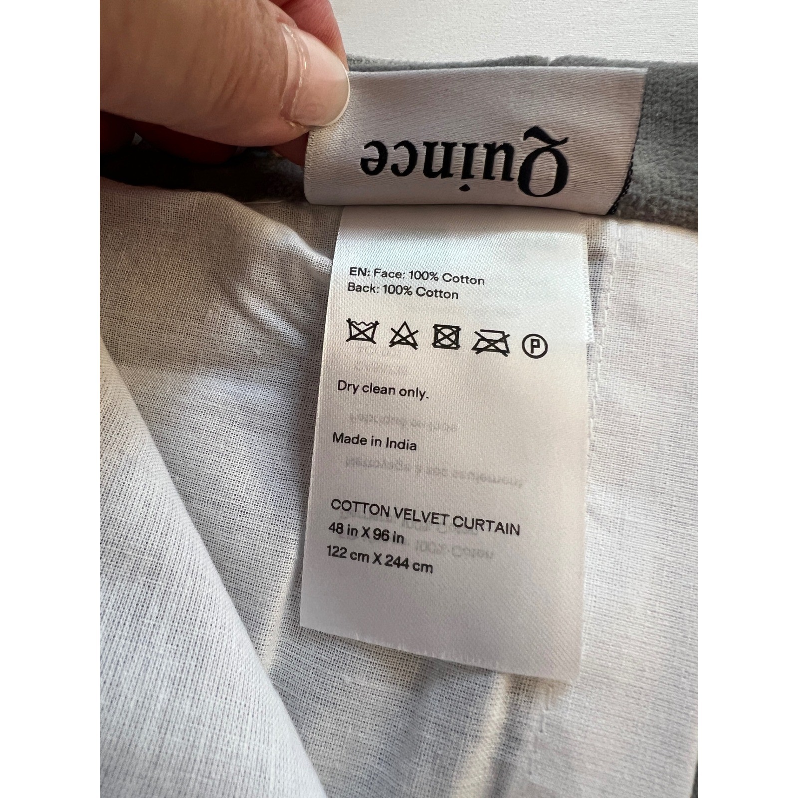 NWOT QUINCE Slate Gray Cotton Velvet Modern Minimalist Curtain Panel 48X96 $100
