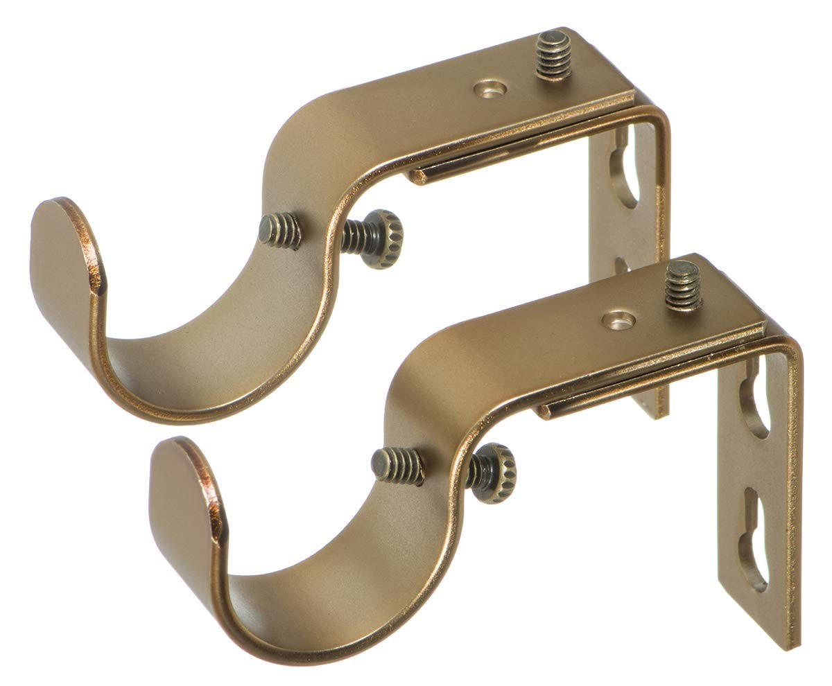 Short Projection Curtain Rod Brackets Fits 1 Or 1 1/8 Inch Warm Gold 2 PCS