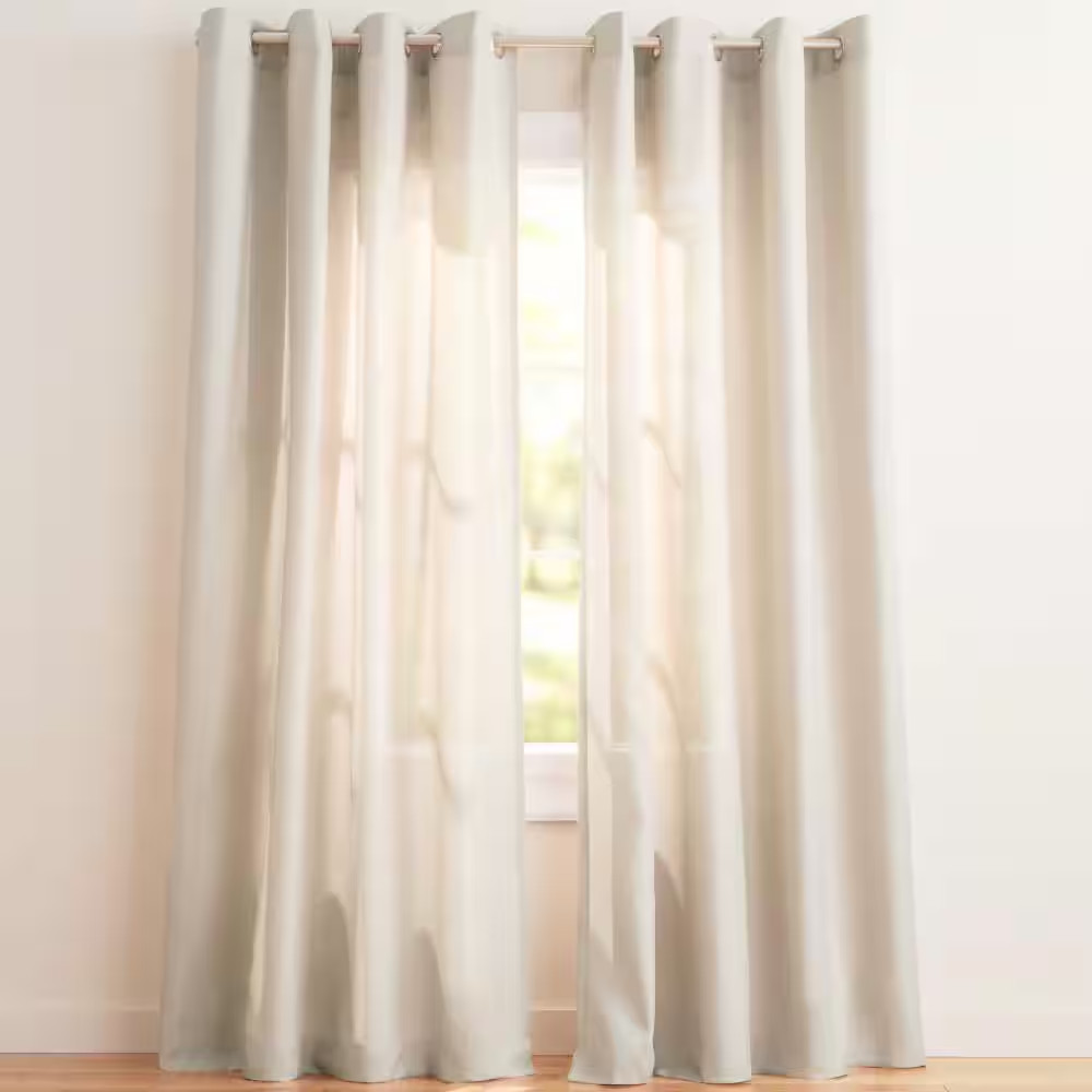 Loha Vintage Linen Solid Light Filtering Grommet Top Curtain, 54 In. W X 96 In.