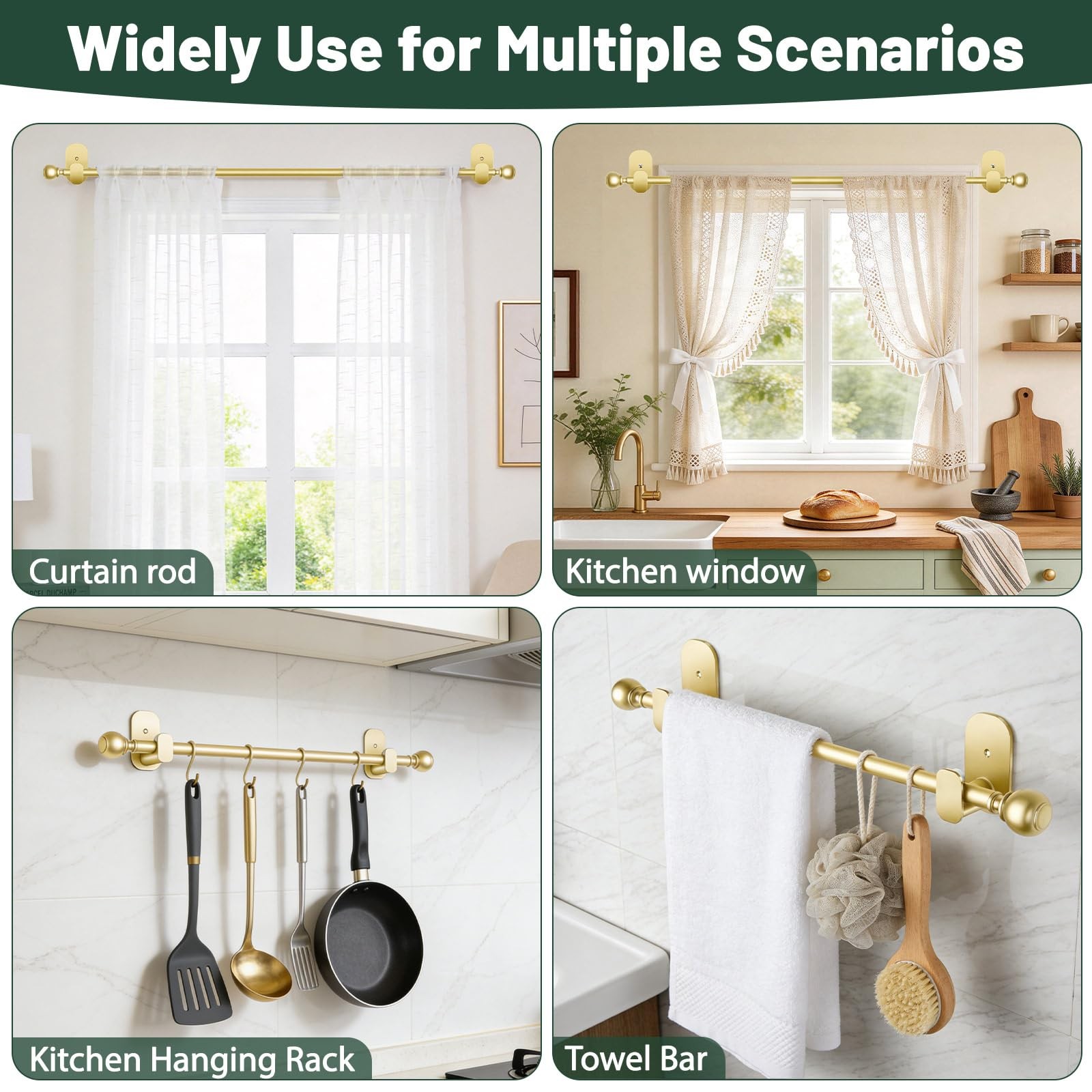 USFOOK Gold 16-30″ Curtain Rod