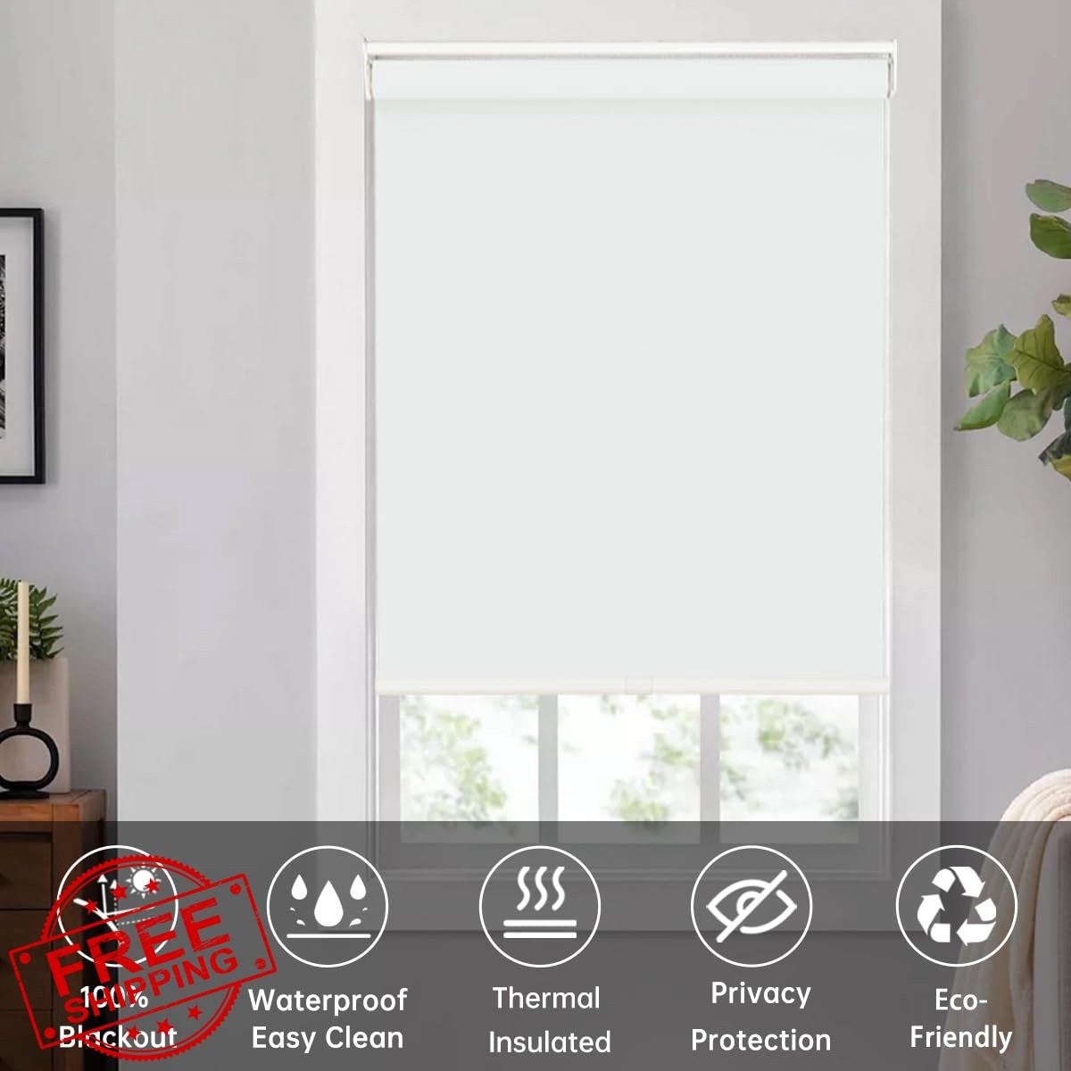 Changshade Roller Shades White Blackout 21.5×72