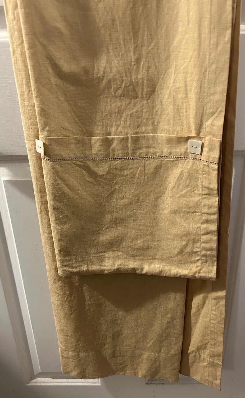 1 Croscill Tan window curtain panel Button Down Linen/Cotton 44”x84” New