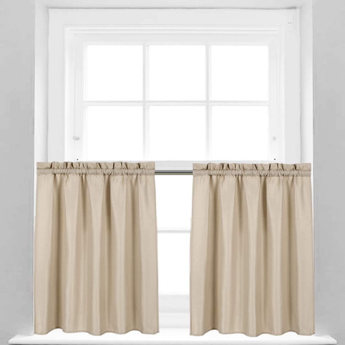 Waffle Weave Textured Bathroom Window Curtains Water Repellent Short Curtains…