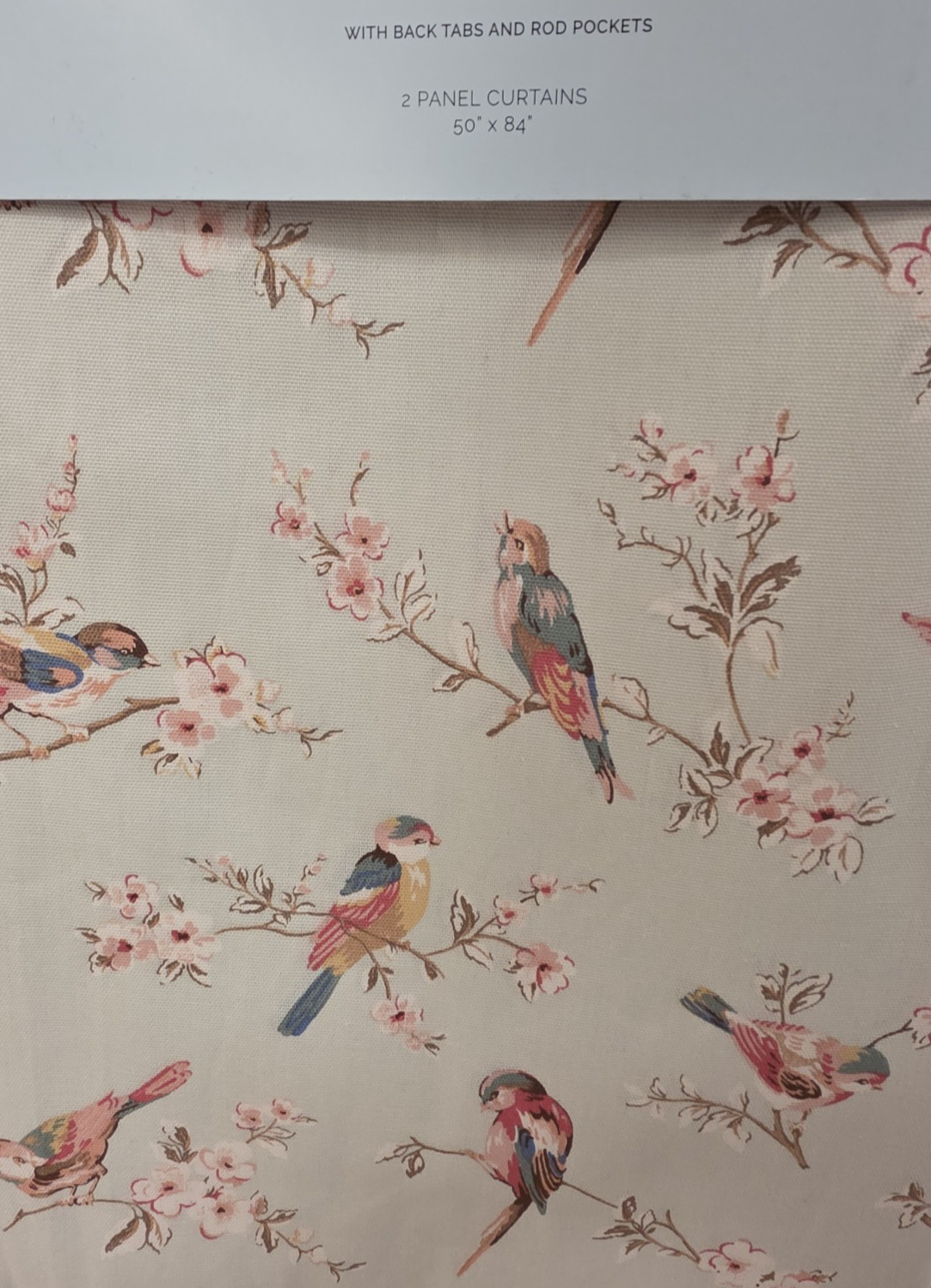 NEW Cath Kidston Window Curtains Pair British Birds Sage Cotton 50″ W x 84″ L