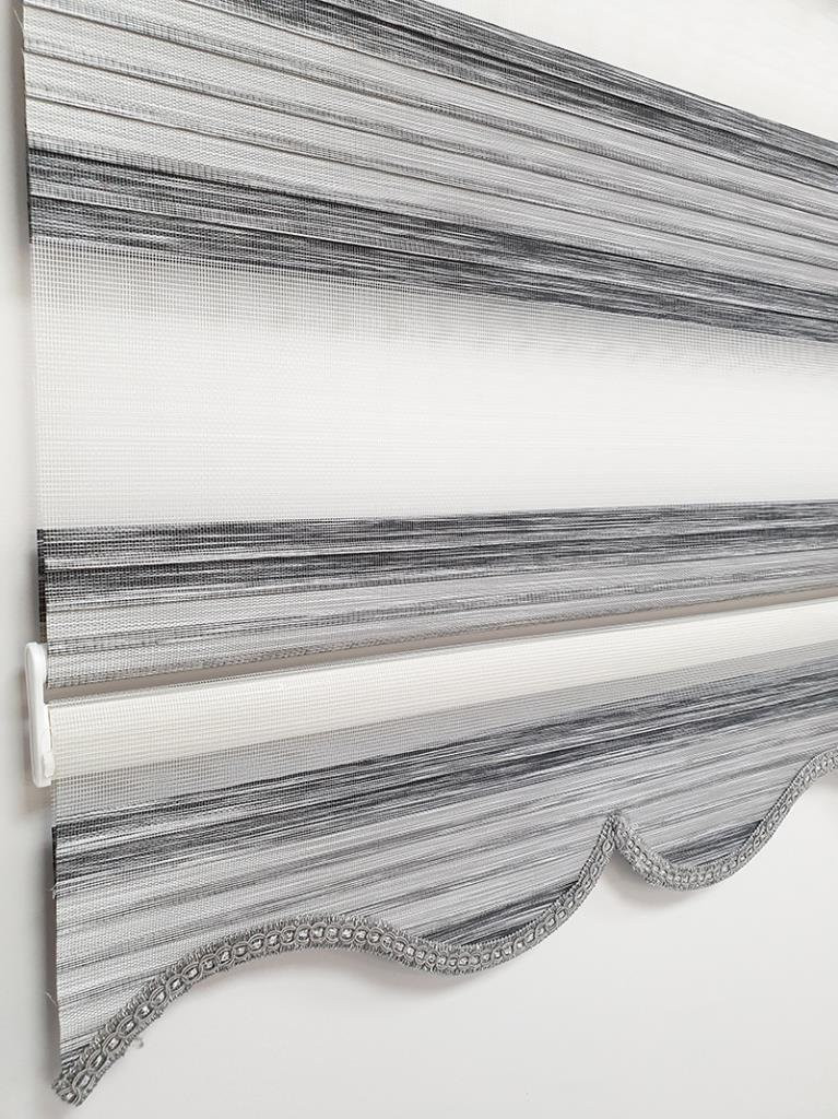 Gray Bamboo Patterned Zebra Roller Blinds Curtain For All Rooms, Light