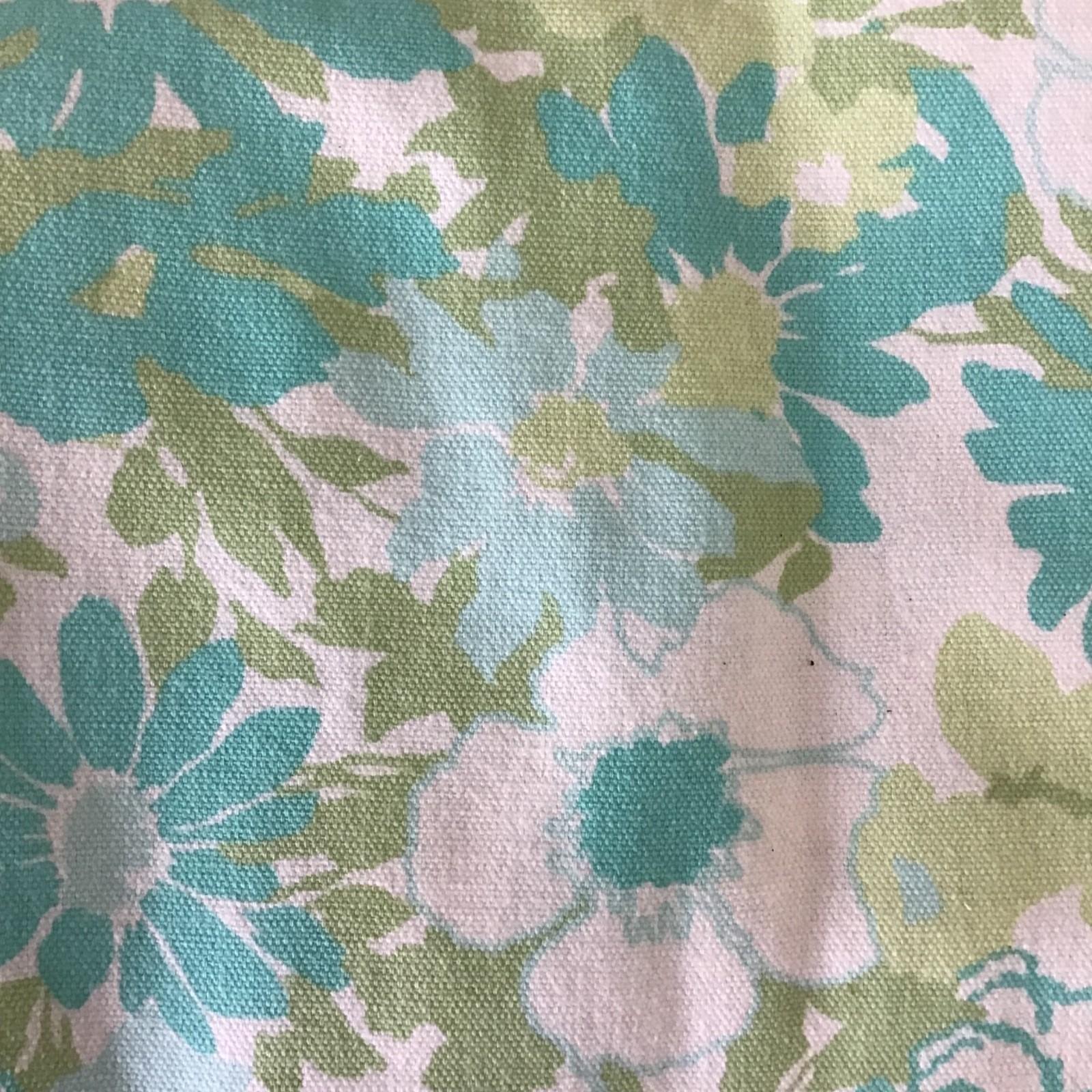 3 Pc Set MCM Vtg aqua green floral Bedspread & Curtain Panels Liz Claiborne