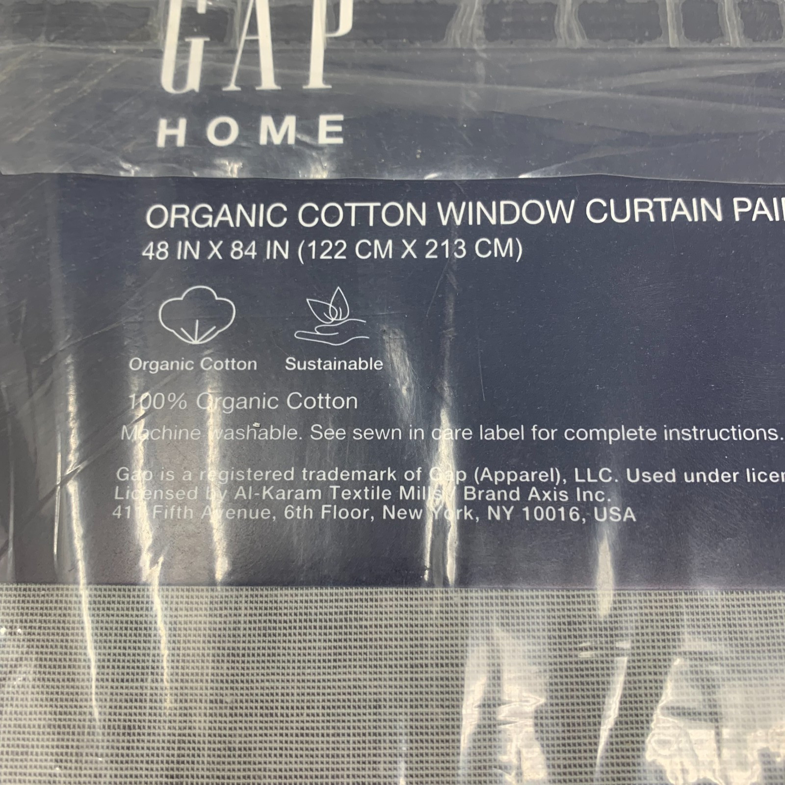 GAP Home Organic Cotton Window Curtain Pair 48×84 Chambray Yarn Dyed Gray NEW
