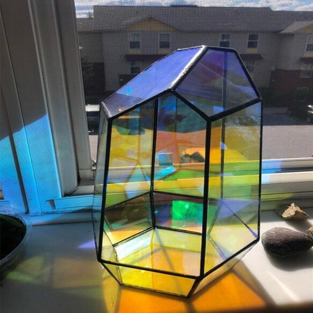 Iridescent Window Film, Holographic Window Tint Decorative Dichroic Film Colored