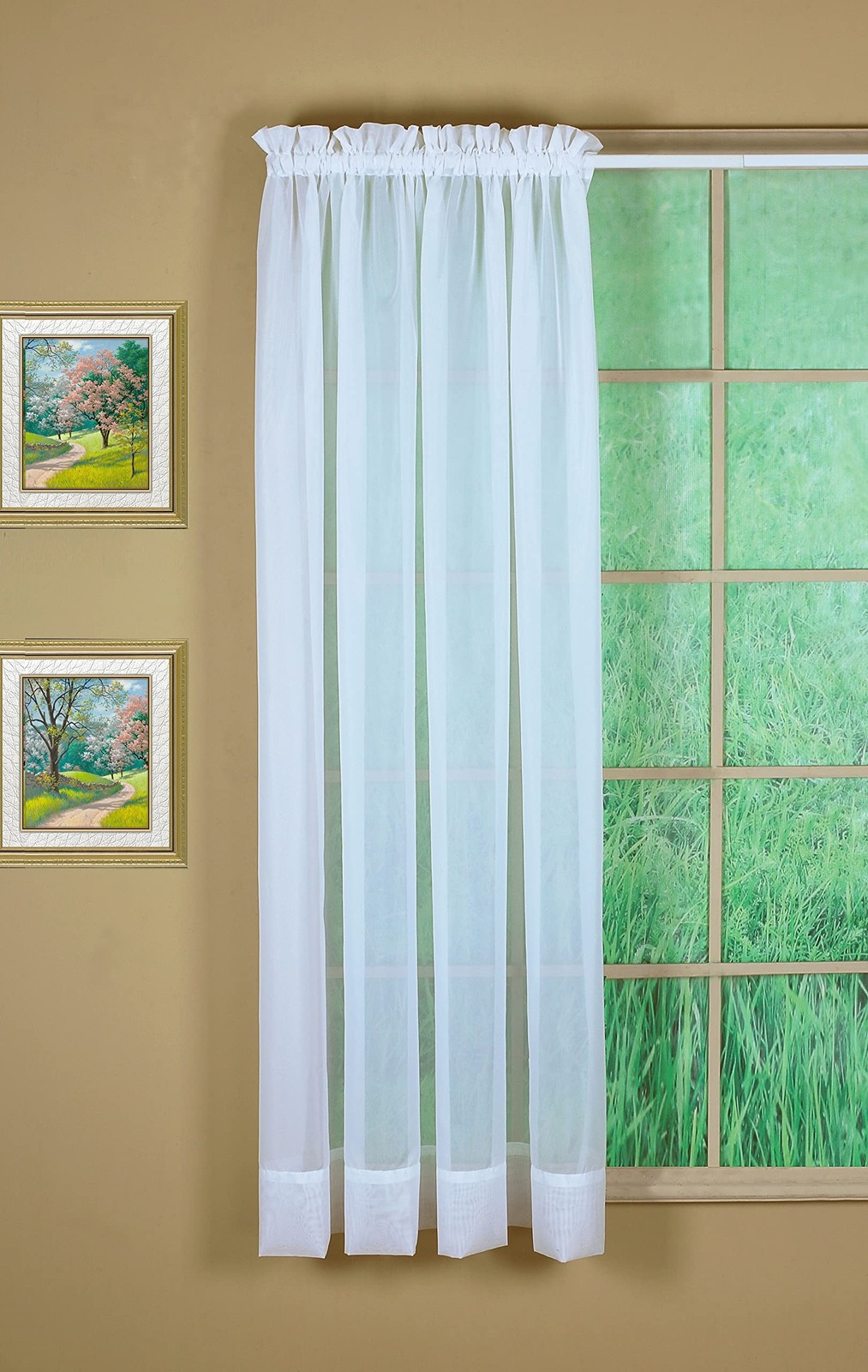 Premium Voile Sheer Kitchen Curtain 60×63 Inch 100 Polyester Easy Care