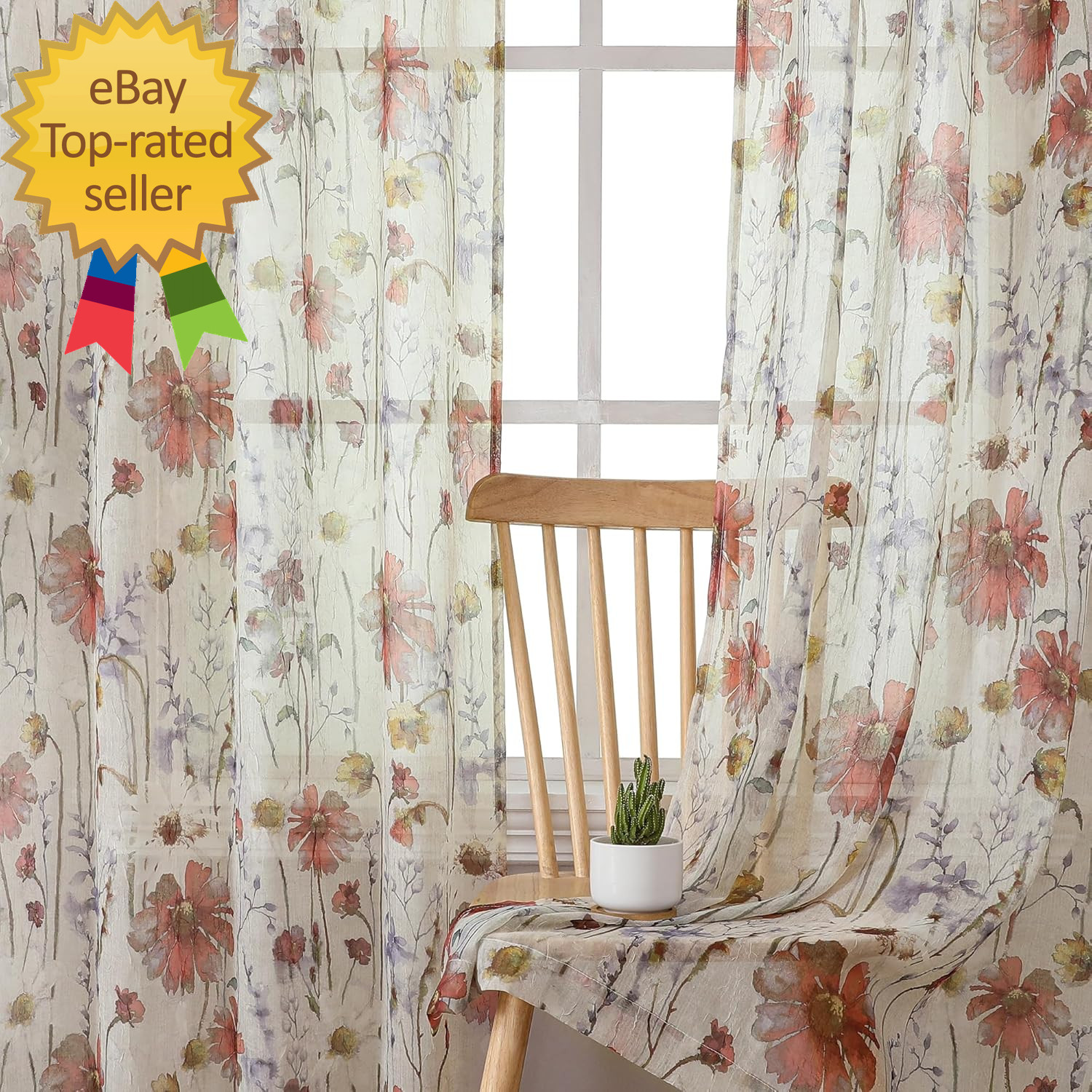Crushed Kitchen Window Curtains 45 Inches Length 2 Panels Elegant Farmhouse