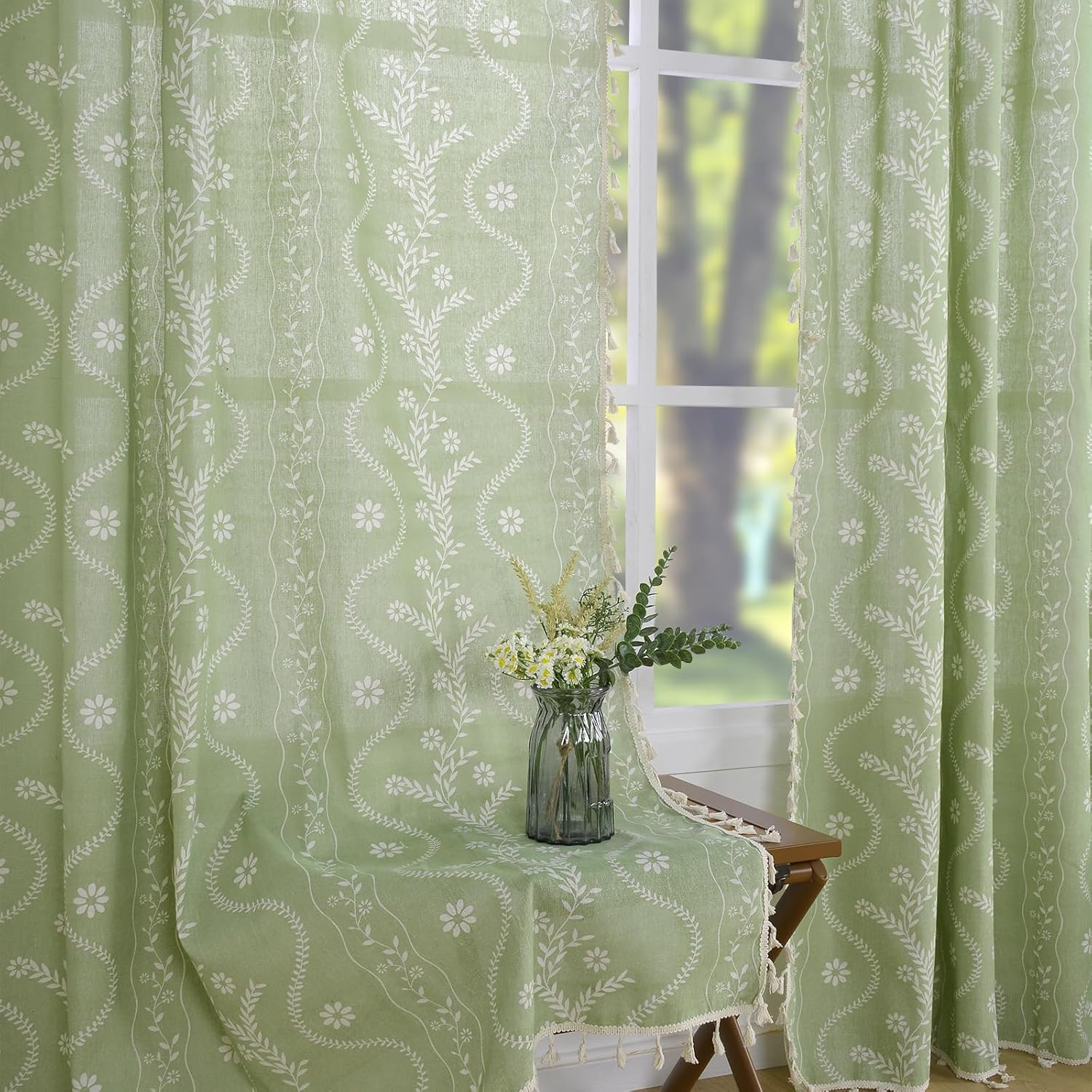Terracotta Curtains 84 Inch Length Boho Farmhouse Curtains for Living Room 2 Pan