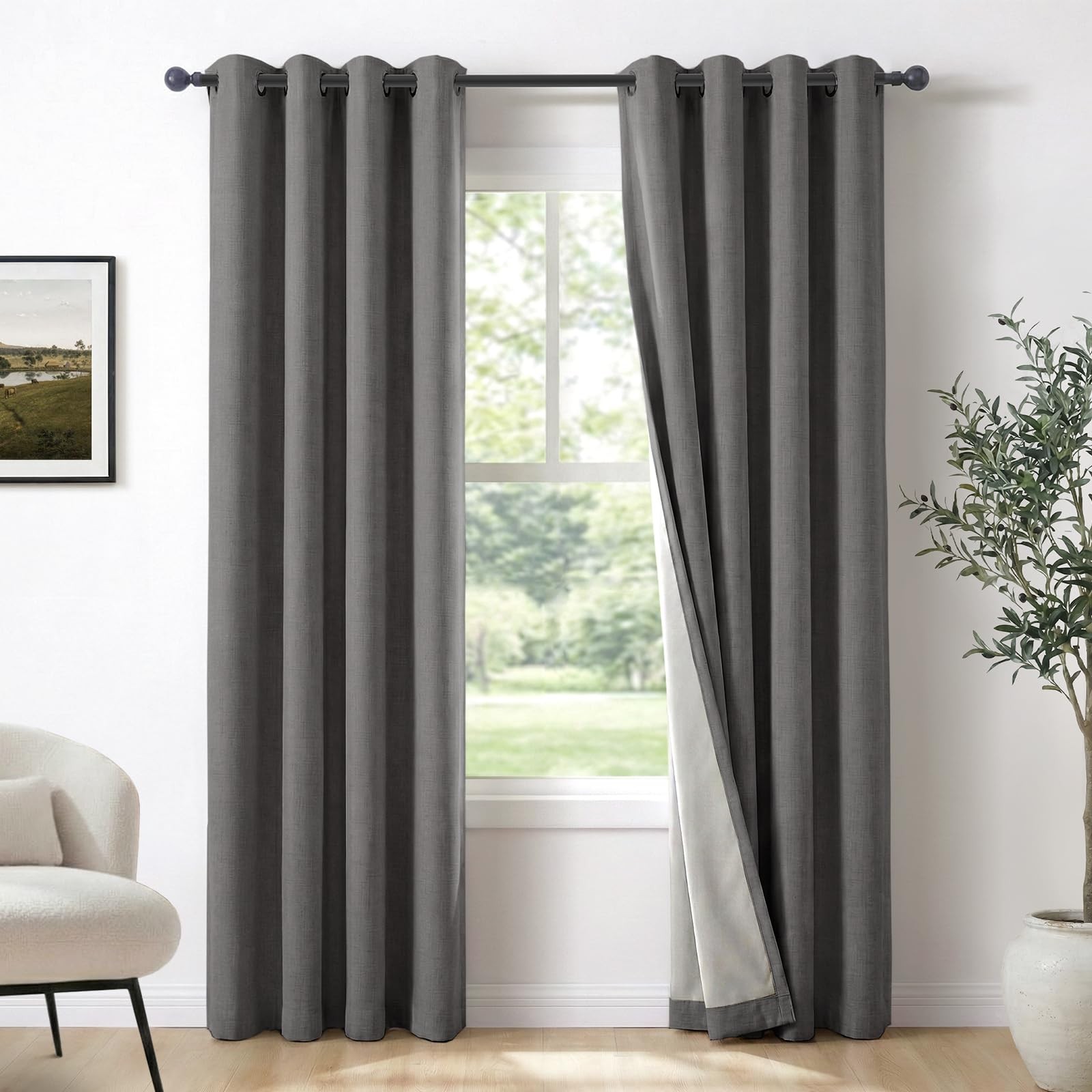 100% Blackout Shield 100 Blackout Shield Curtains Dark Gray 50W X 108L 2 Panels
