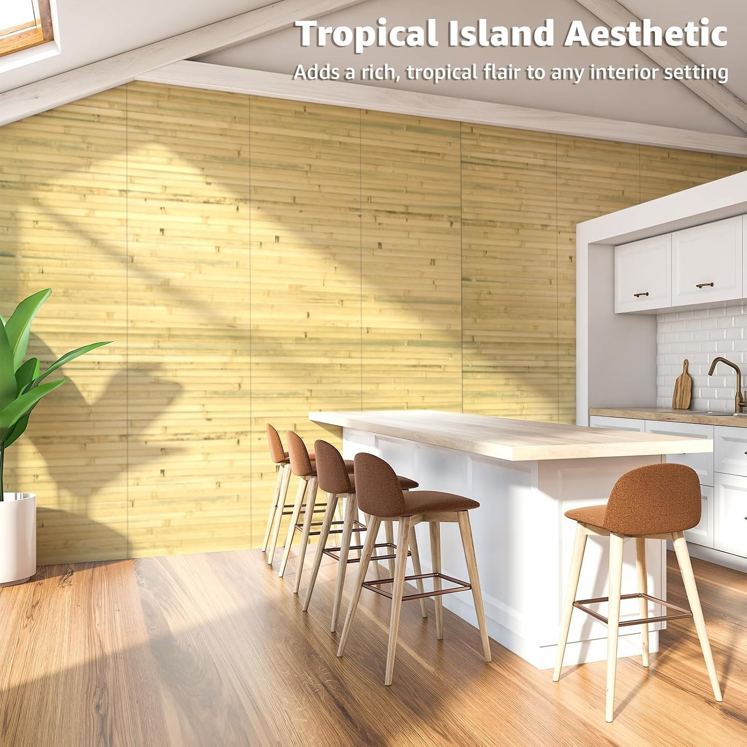 Tropical Bamboo Wall & Ceiling Panel 8 Sq Ft – Natural 1-Pack Decor Solution
