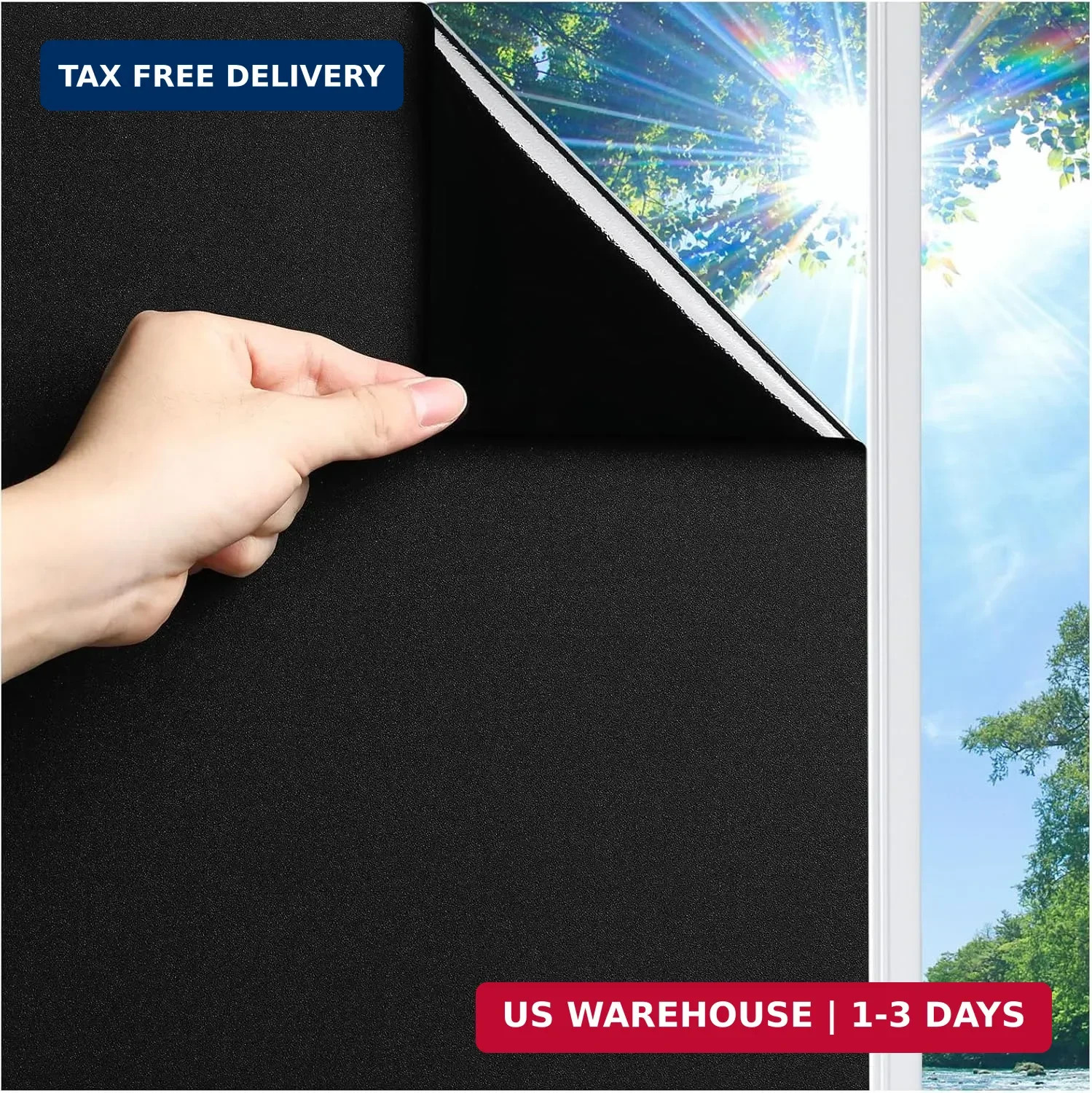 LUTE Blackout Window Film Removable Window Tint for Home Privacy Black 17.5″ x 7