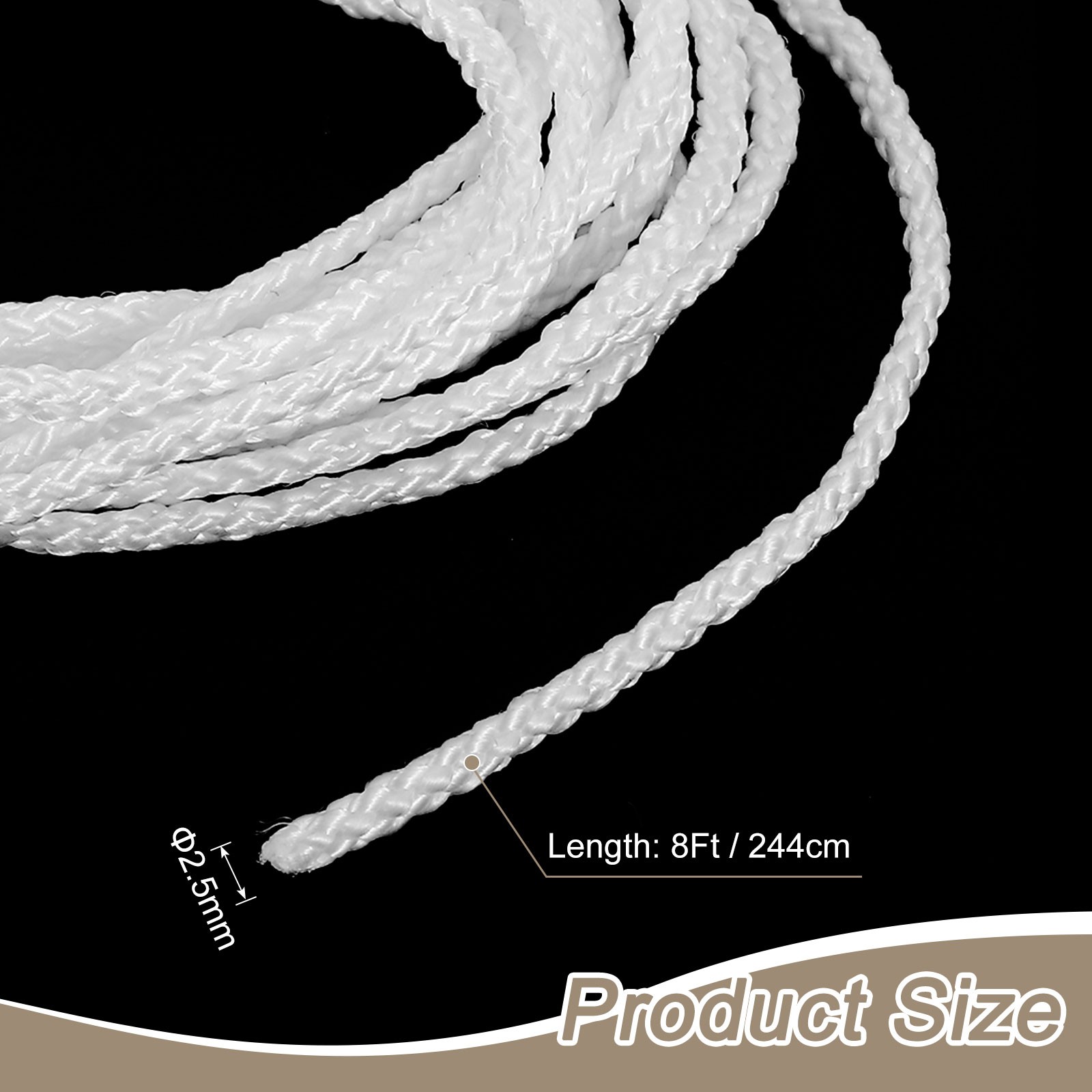 Cord Loop for Window Shades, 2.5mm 8Ft Window Blind Looped String, White