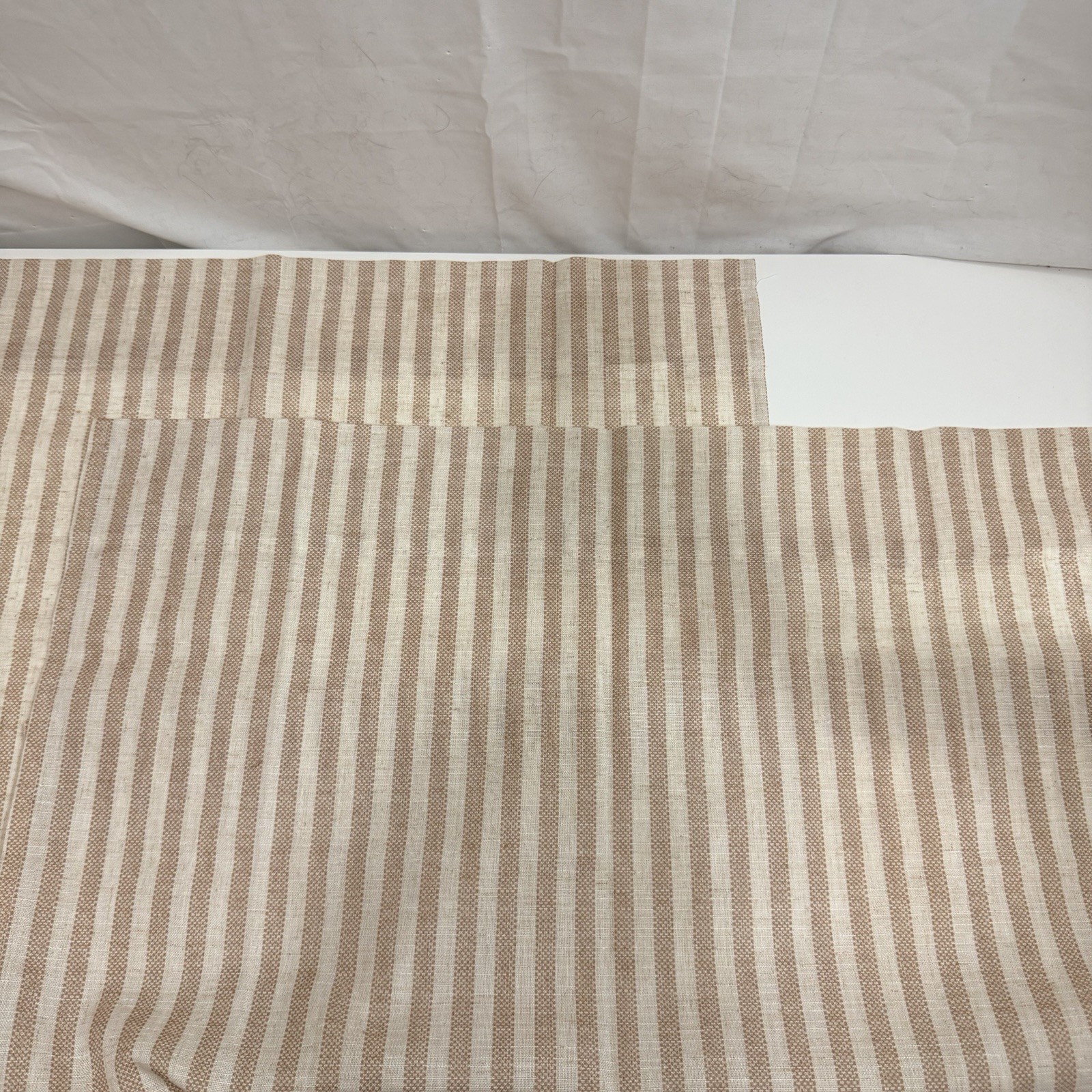 Vangao 2 Pack Stripe Farmhouse Kitchen 24” Length X 26” Linen Cafe Curtains Tan