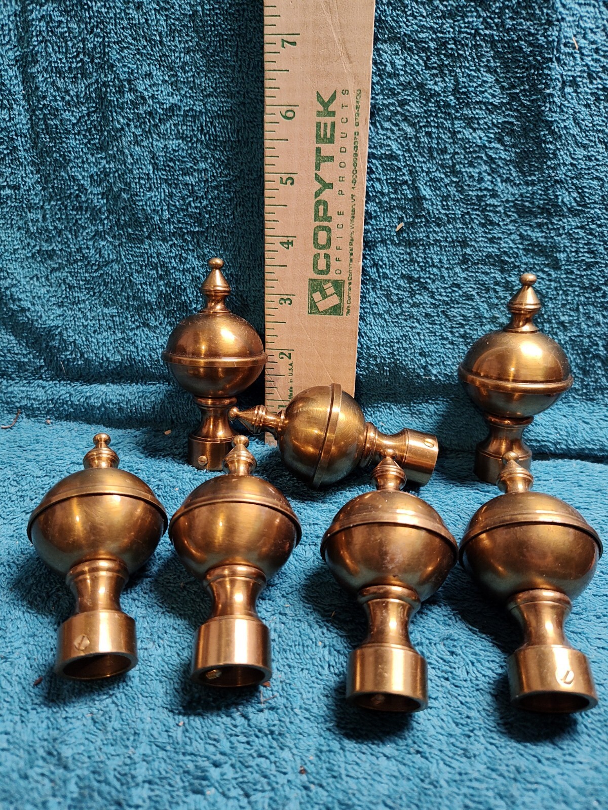 Assorted lots Curtain Rod Finials – Index Lyster / Brass colonial / Black+silver