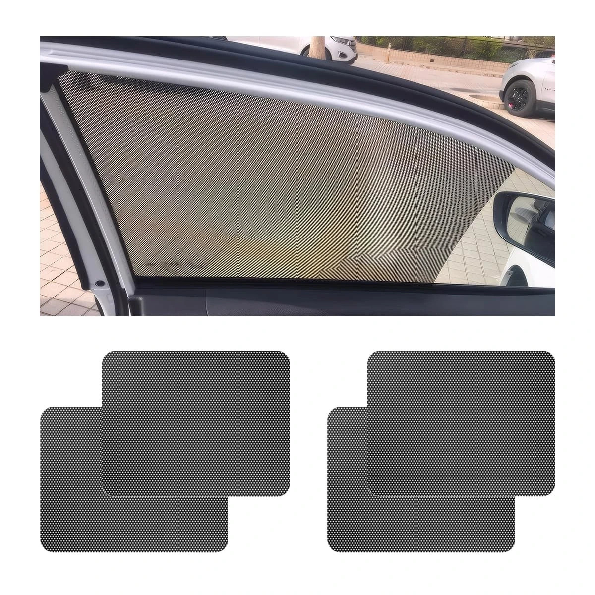 Ohleats 4 PCS Car Side Window Sunshade, 16.5″×15″ Static Cling Auto Black