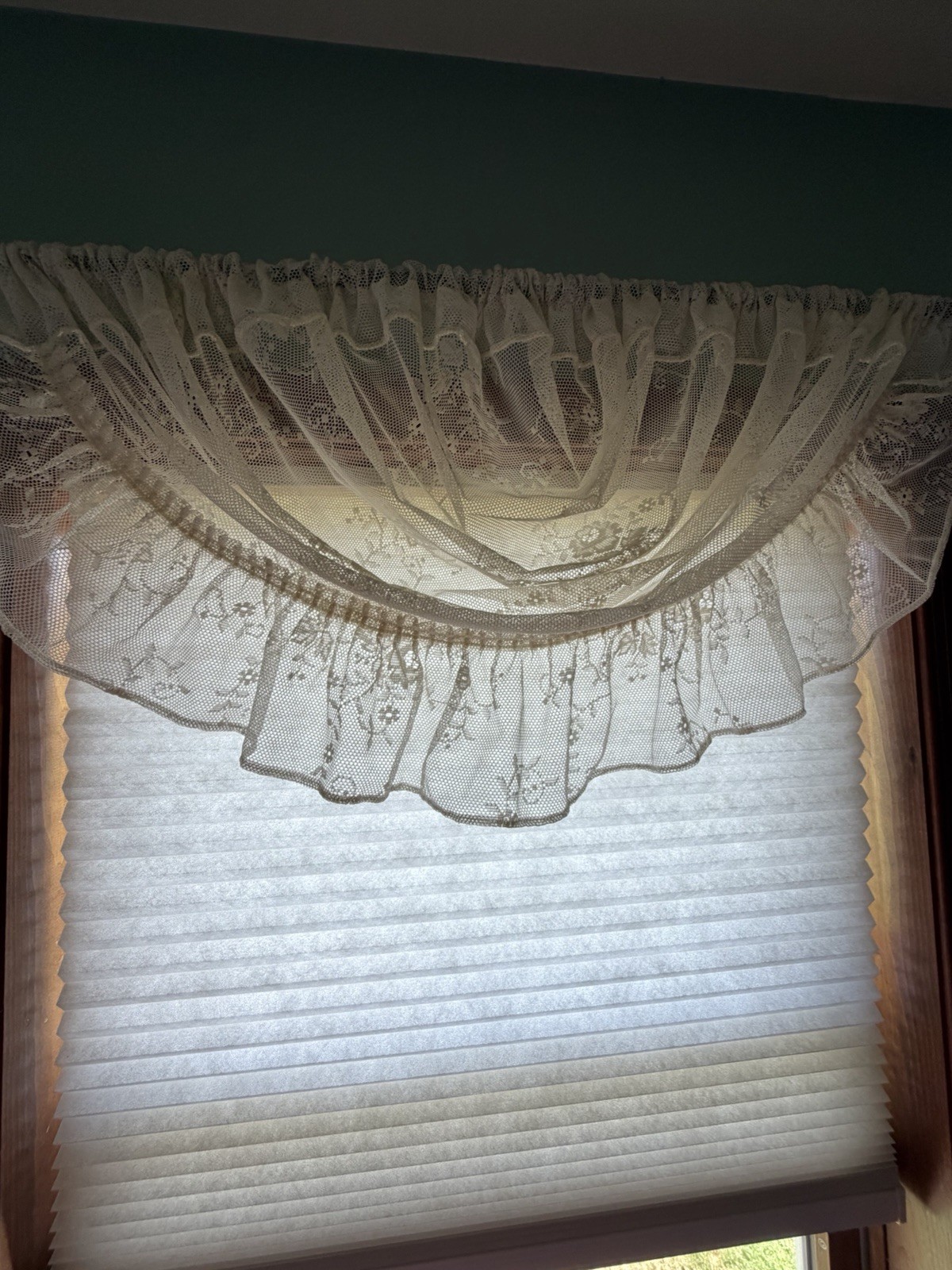 Protela Insert Lace Valence Ivory Ecru Swag Ruffle Trim 18” X 38” W Hanging Loop