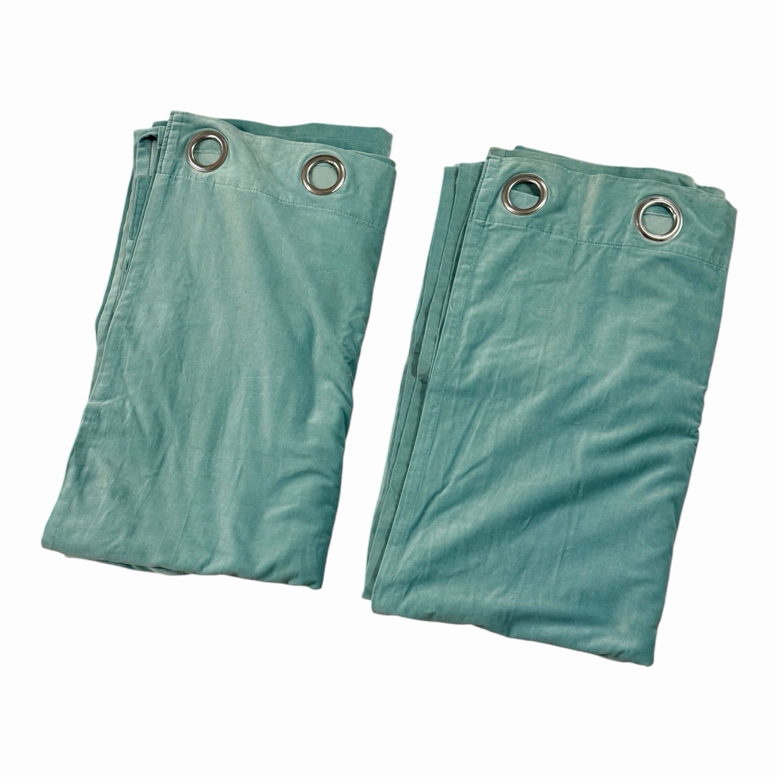HTF IKEA Sanela Velvet Curtains 2 Panels 100% Cotton Aqua “54×97”