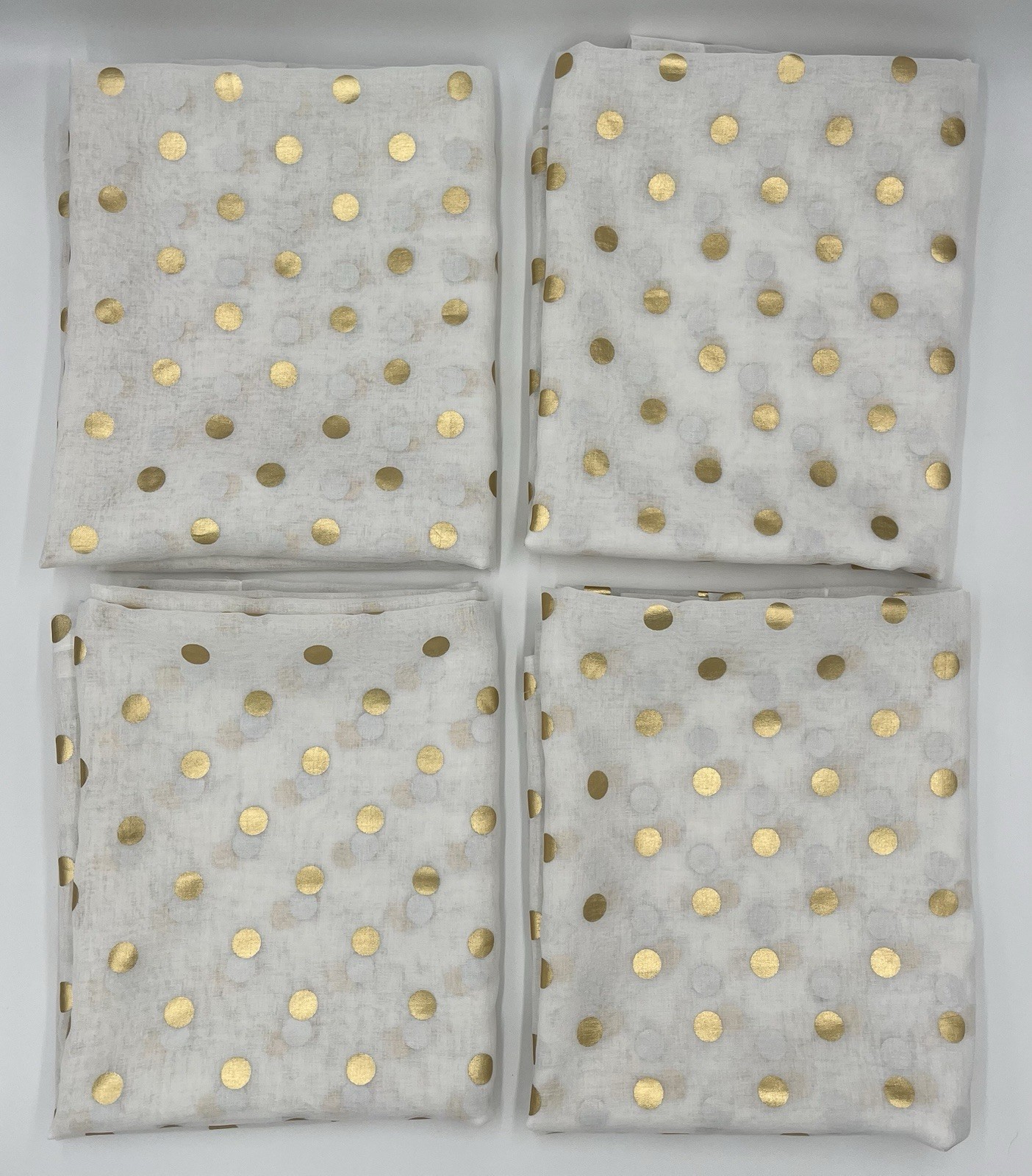 Your Zone Sheer White Gold Metallic Dot Set Of 4 Curtain Panels 50″ W x 84″L EUC