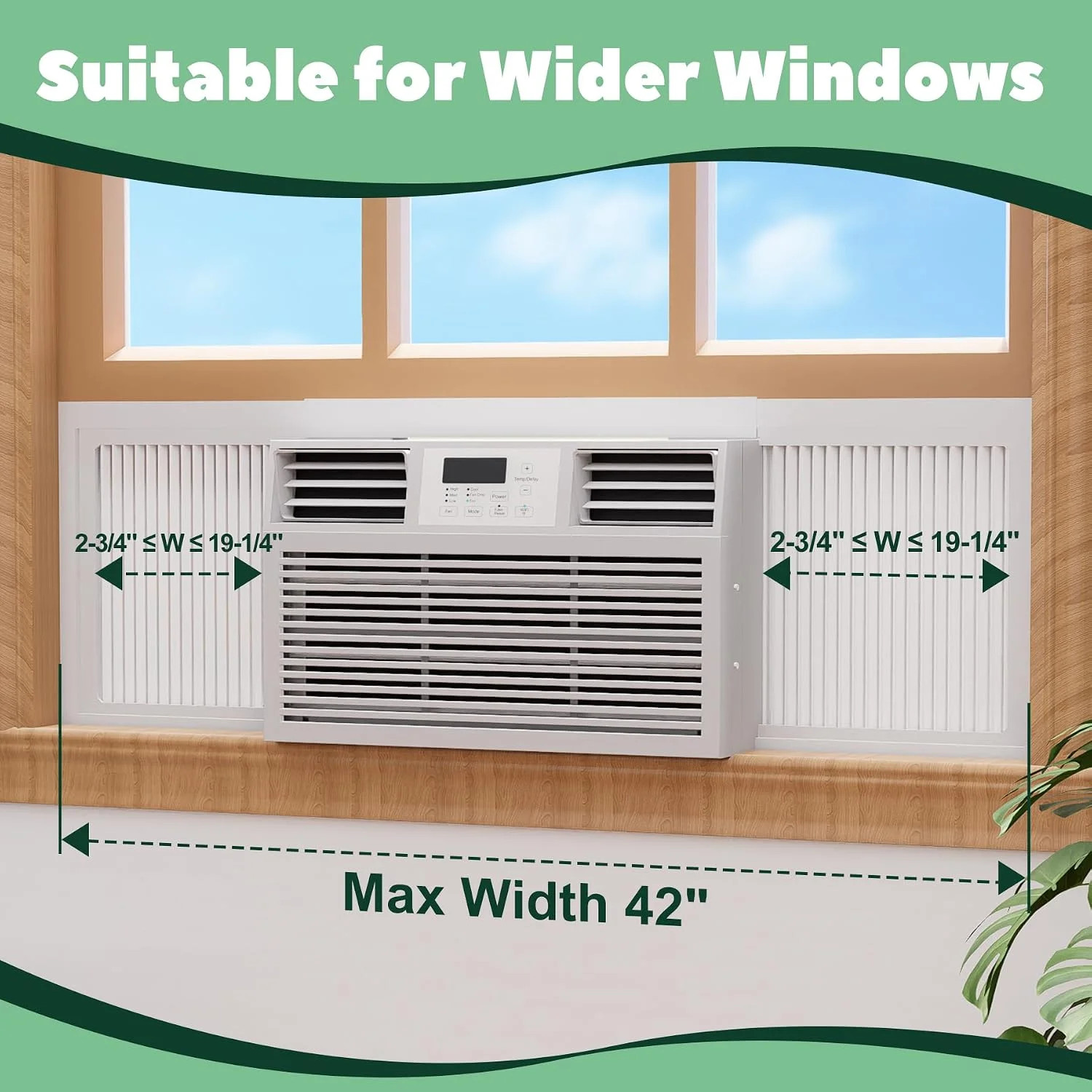 Window Air Conditioner Side Panels, 17″ H x 19-1/4″ W Extra Wide AC Side Panel,