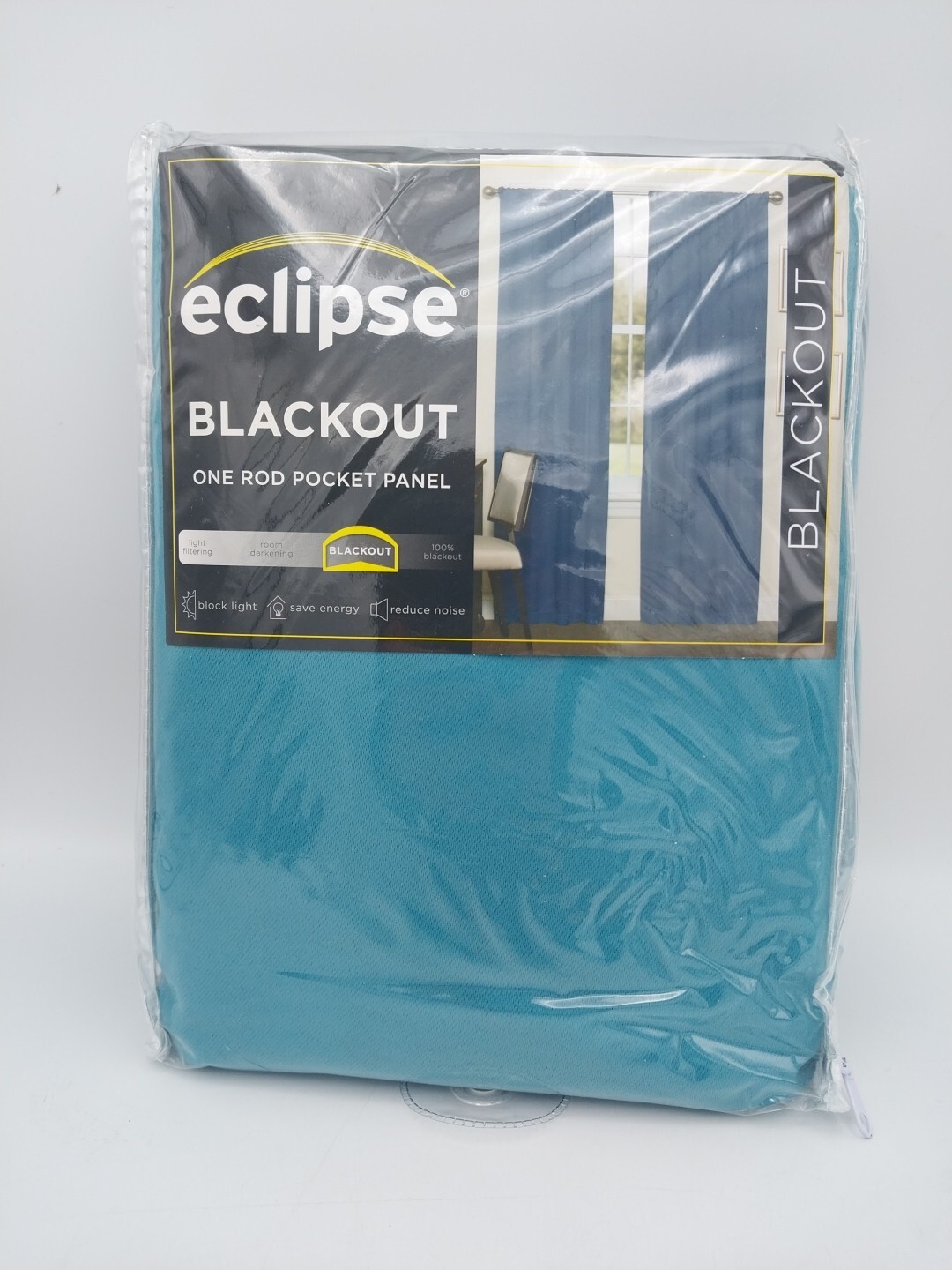 Eclipse Darrell Sky Blue Solid 37 in X 95 in. Blackout Rod Pocket Panel Curtain