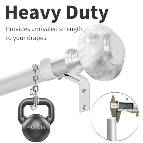 Sliver Curtain Rod for Windows 66 to 120 Inches(5.5-10ft): 1 36-120″ Silver