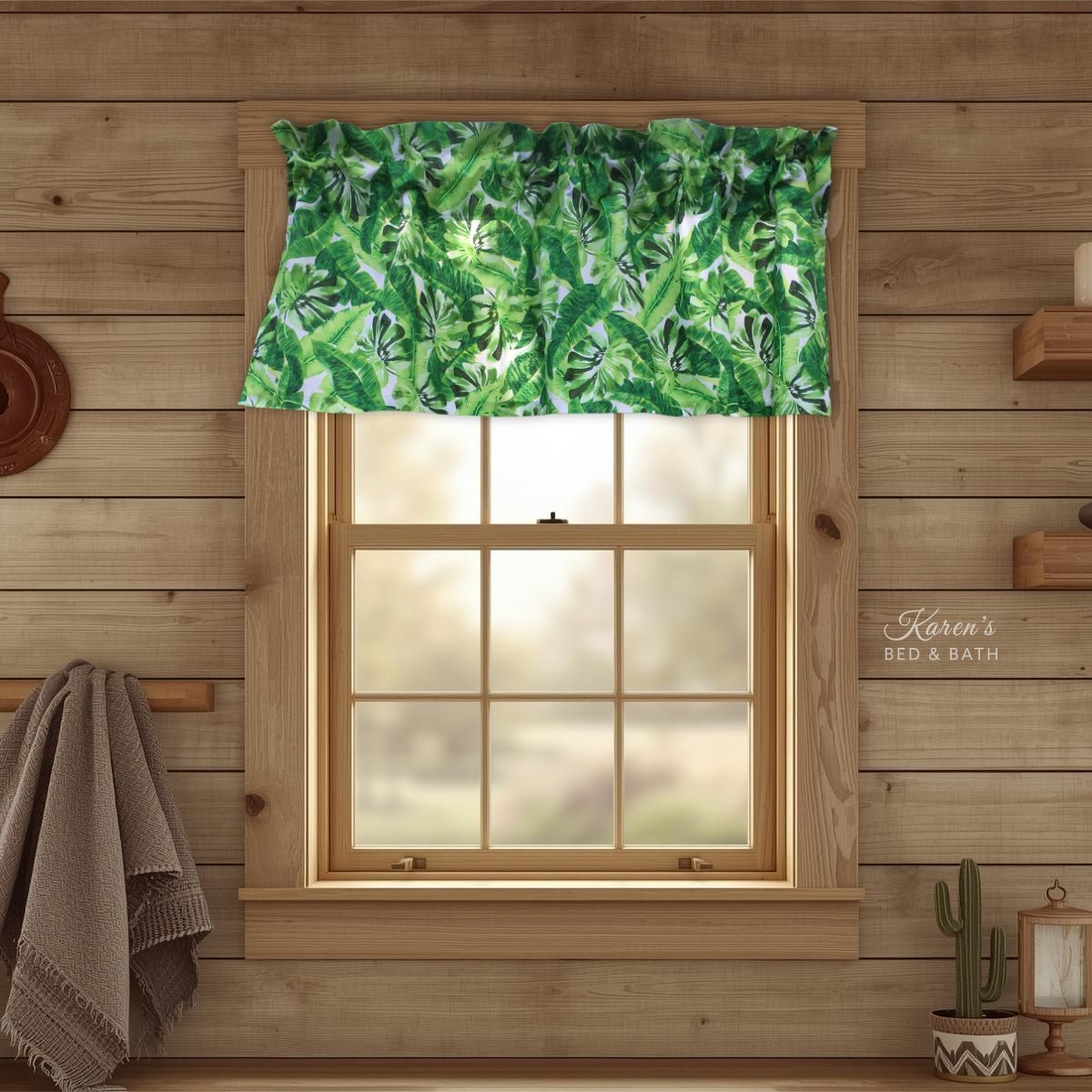 Green Palm Monstera Banana Tropical Leaf Valance Coastal Jungle Boho Kitchen