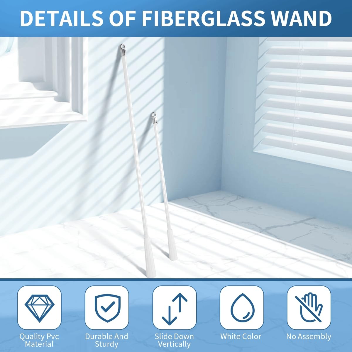 Quadafy 2 Pack 12 inch Blind Wand, Vertical Blinds One Size, 12 Inch