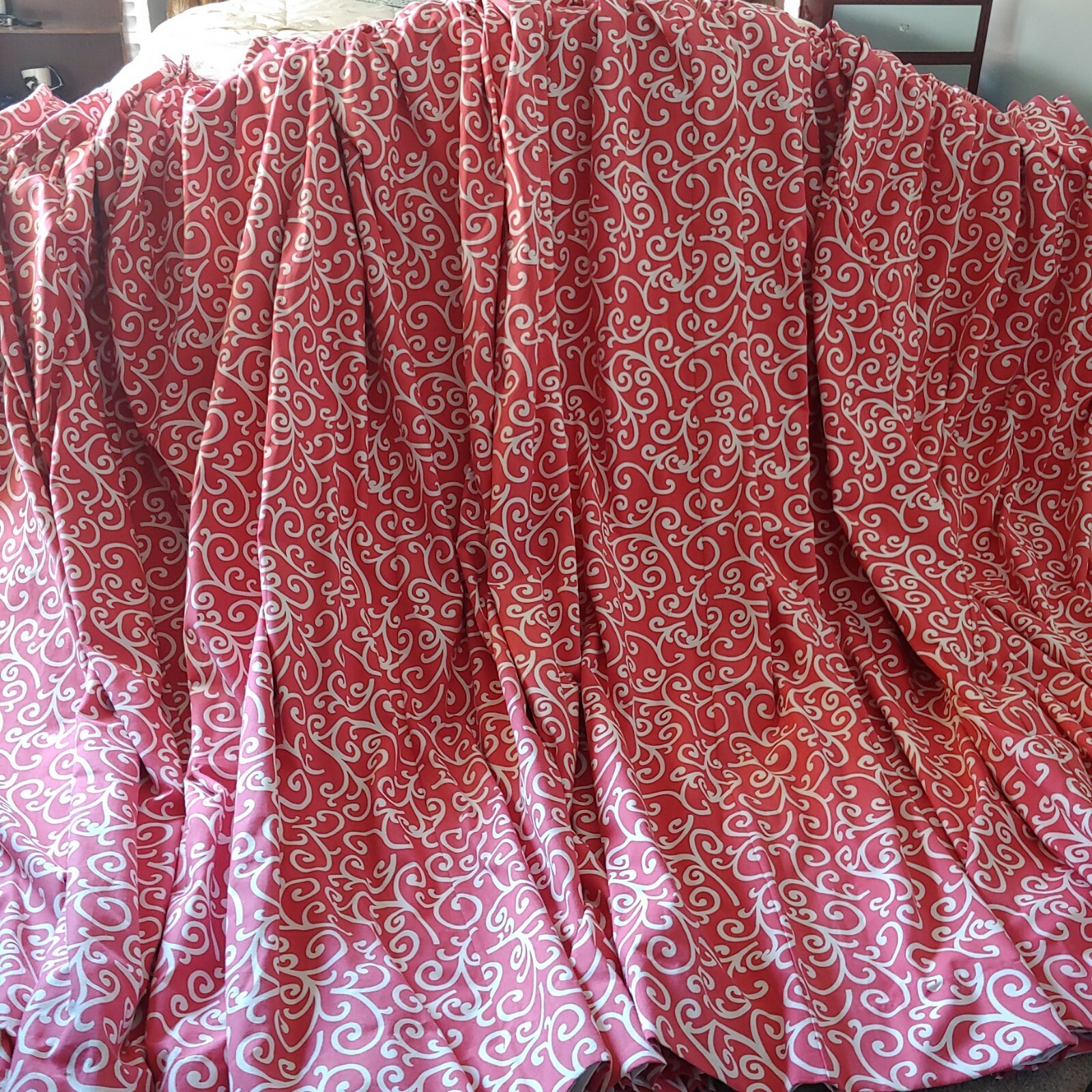 1pc Custom Theatre Glass Slider Door Thick Drape Curtain 9 ft Pink & White