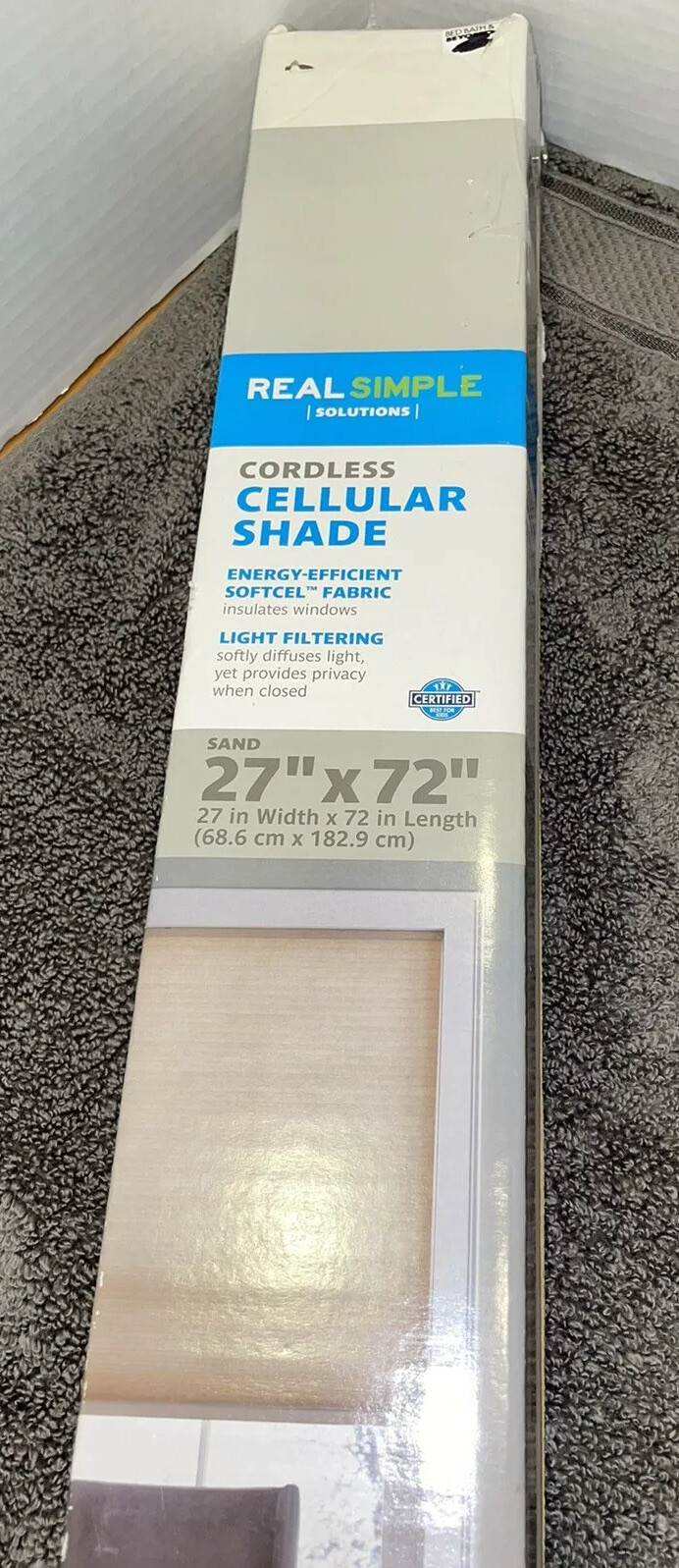 Real Simple Cordless Cellular 27 x 72-Inch Length Shade in Sand