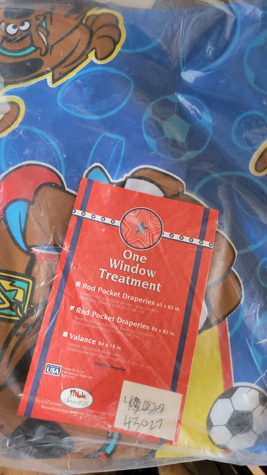 Scooby Doo Vintage 1999 Bedroom Window Curtain Set Of 6 ( One Window Treatment )