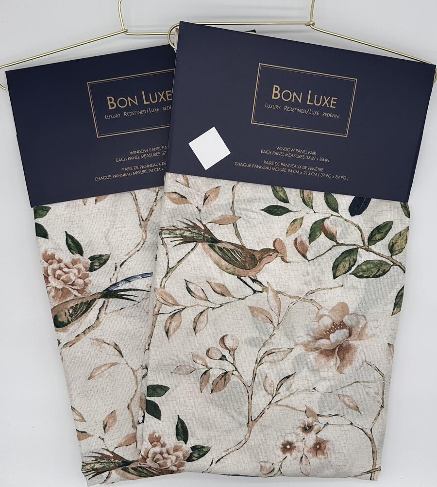 Bon Luxe Luxury Cornelia Bird Floral Drapes Curtains (4) ~ 37″ x 84″ Multicolor