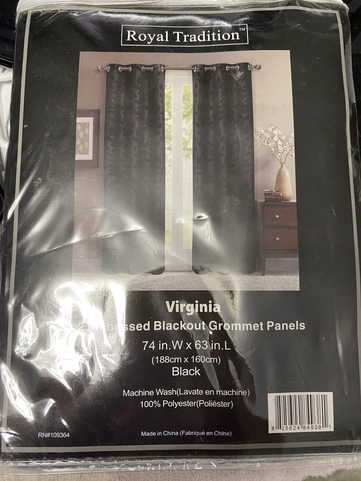 Royal Tradition 2 Embossed Blackout Grommet Panels Black New 74” W X 63” L