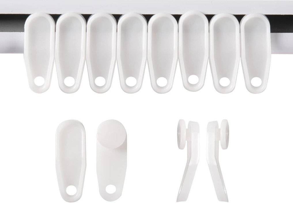 White Traverse Rod Slides Curtain Track Glider Hooks for Curtains(50 Pack)…