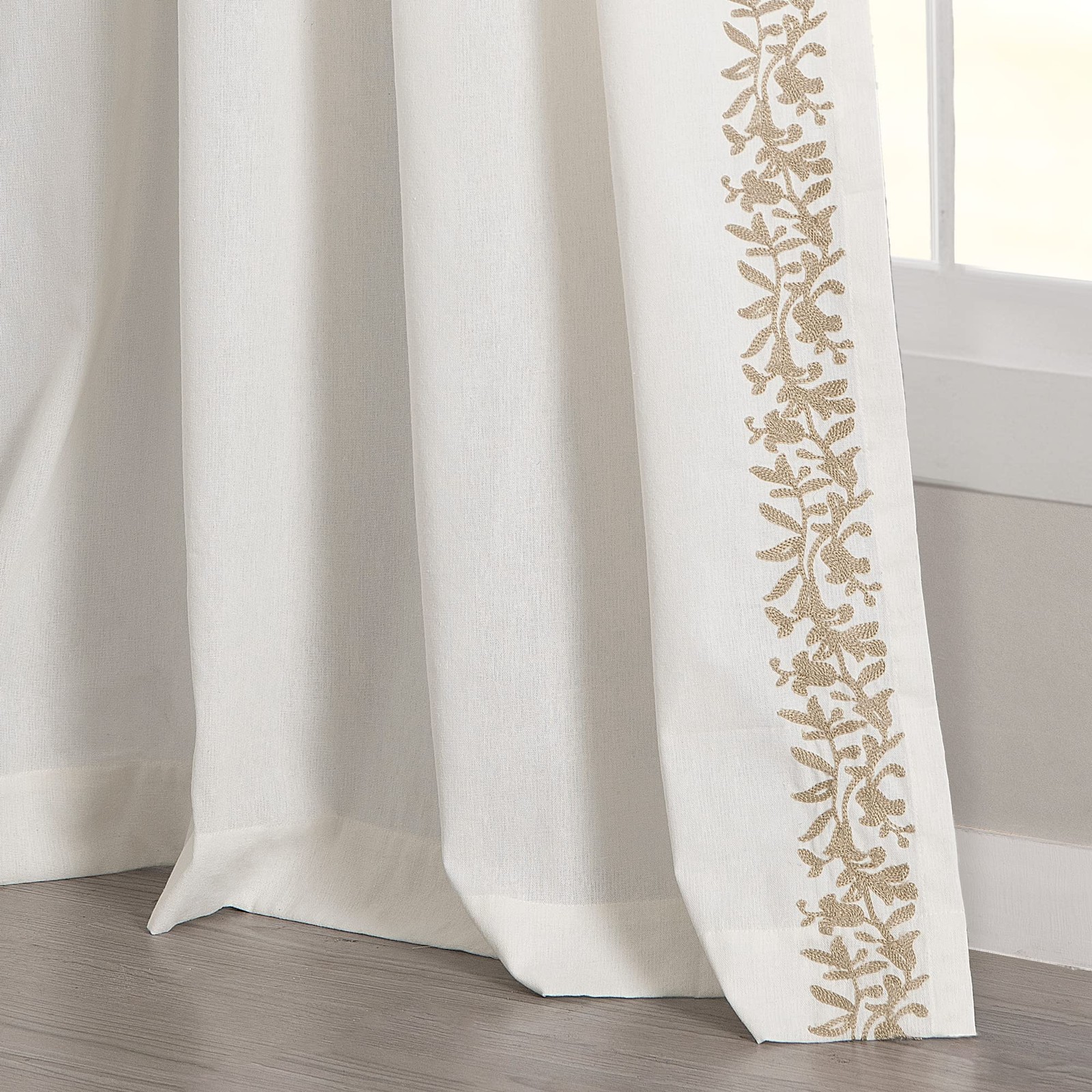 Lush Decor Window Curtain Panel 52″W x 84″L Off White & Neutral Floral 1 panel