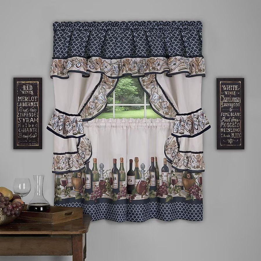 ACHIM Chateau Cottage Window Curtain Set 57×36 Navy