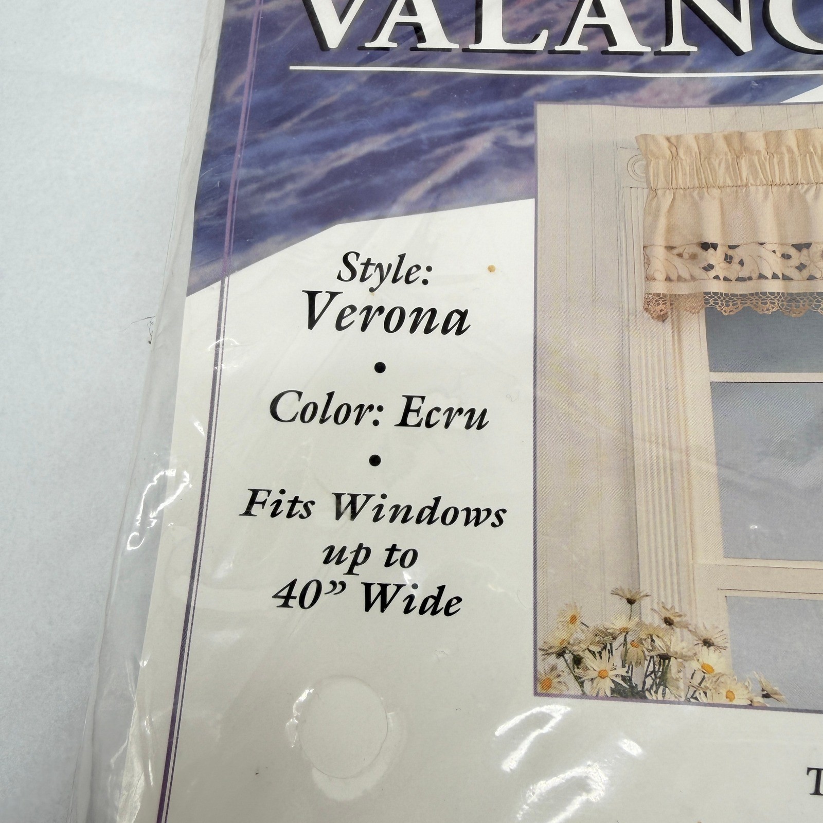 Verona Window Valance Ecru Crochet Lace Trim 100% Cotton Shabby Chic 60×14 NEW