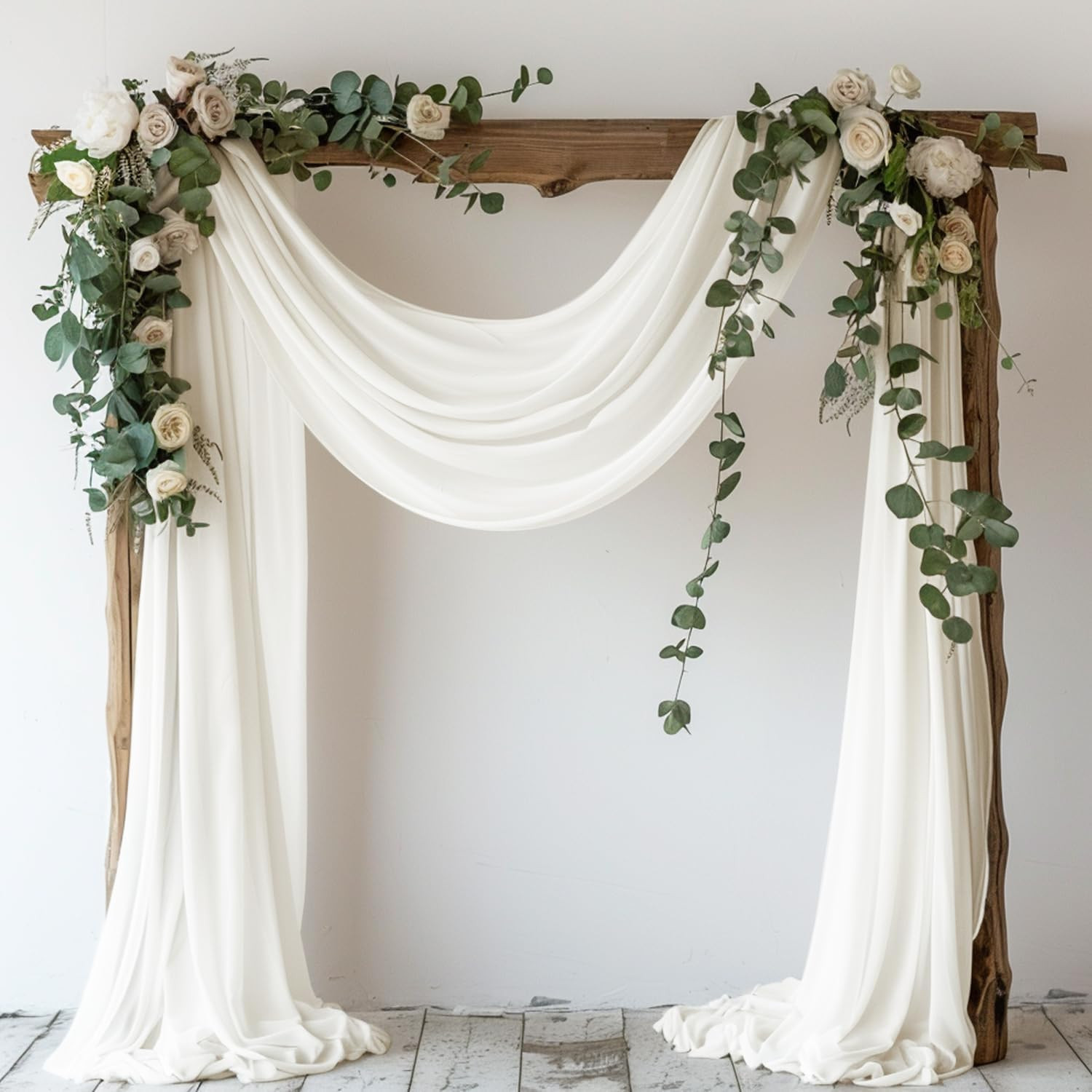 Wedding Arch Draping Fabric 28.7″ x 20FT Ivory Drapes Sheer Fabric Backdrop Arch