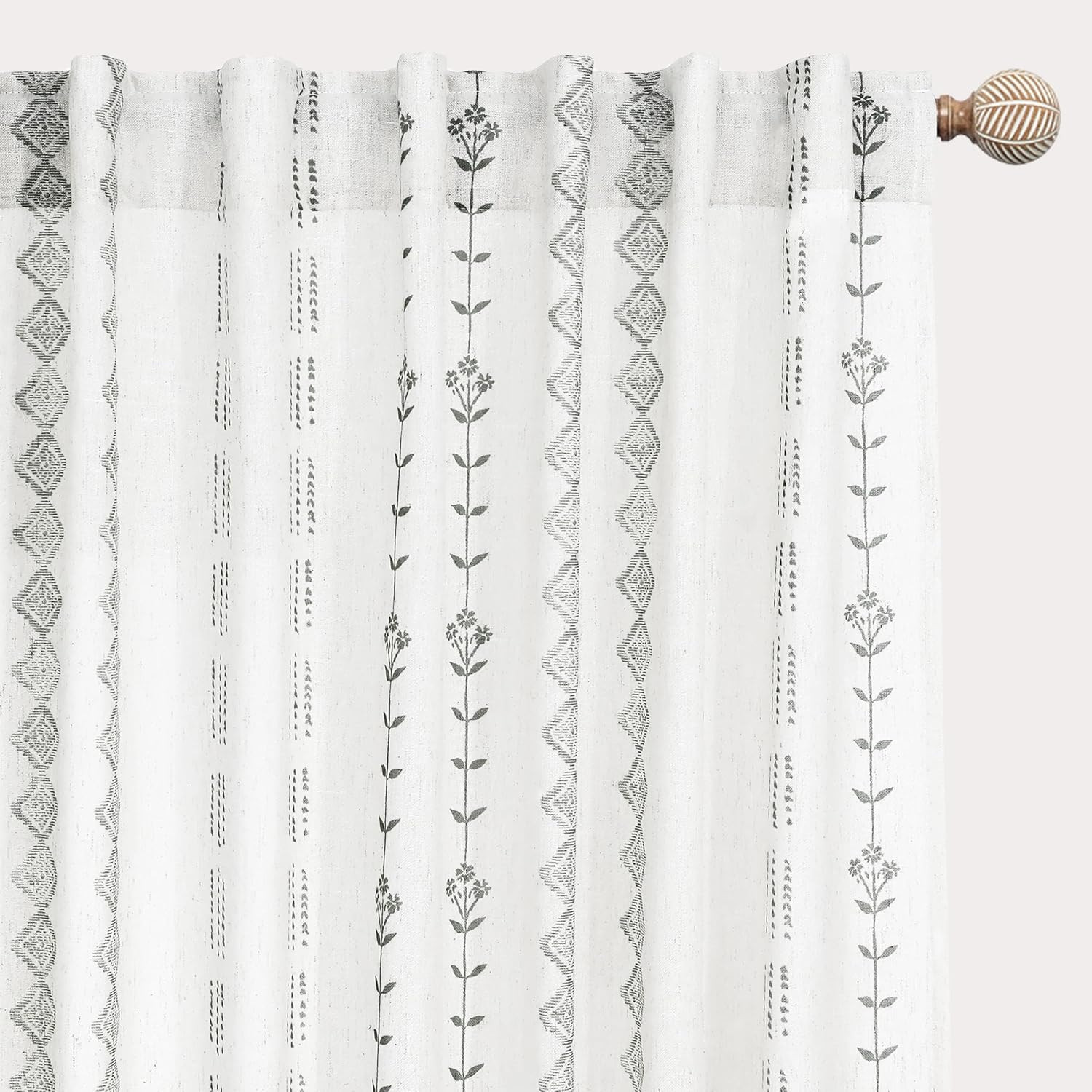 Bathroom Curtains Window,Black and White Boho Decorative Privacy Sheer Short Cur