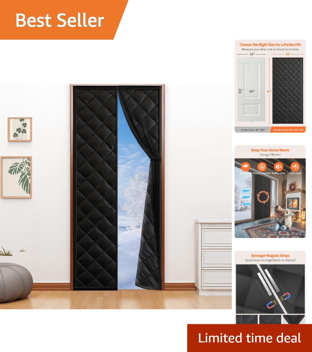 Magnetic Thermal Door Curtain for 36″ x 80″ Doors – Energy-Saving & Pet-Friendly