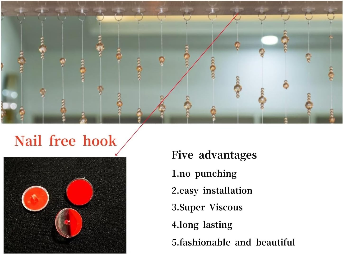 Crystal Beaded Curtain, 20 Strings Door String Curtain, Hanging Door Beads Curta