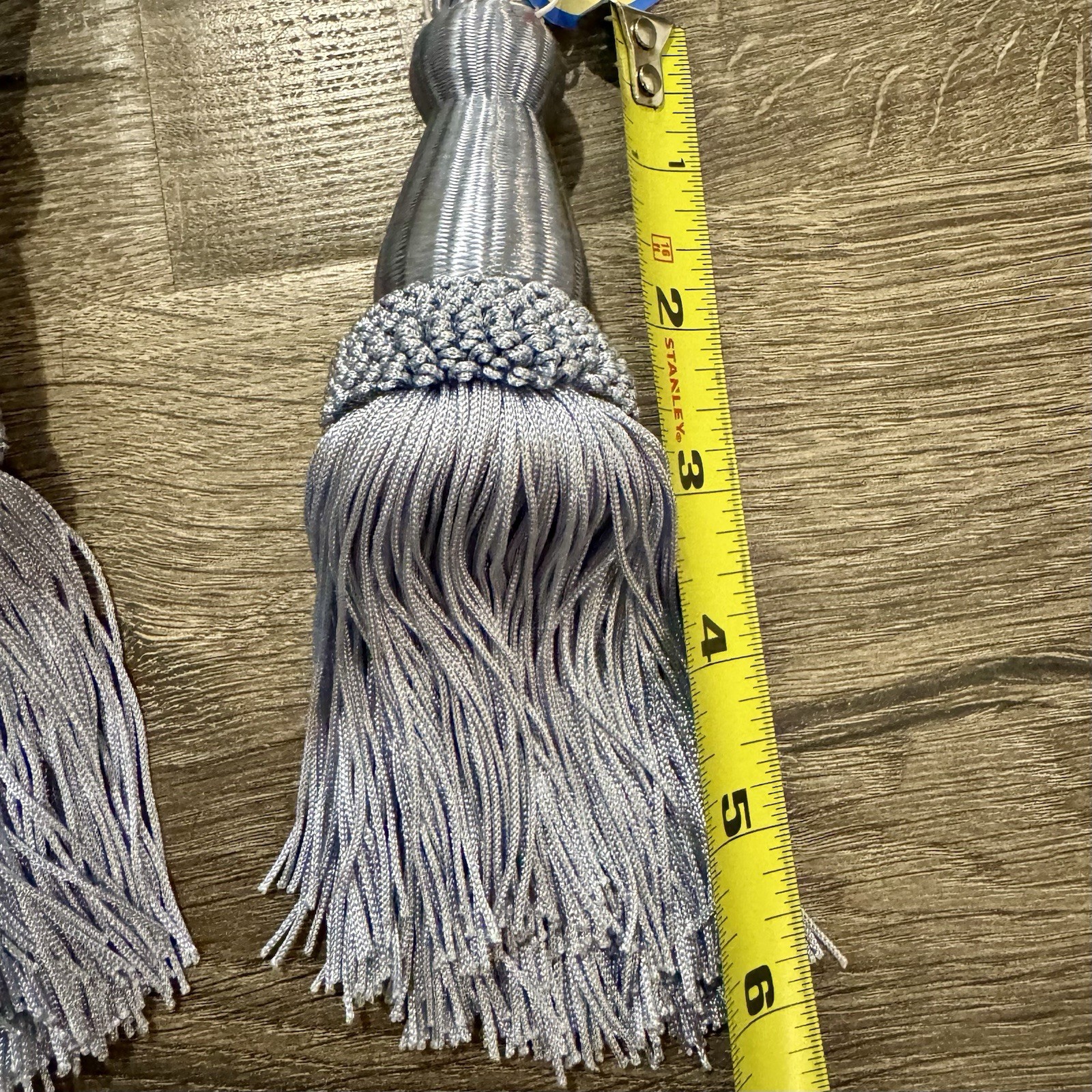 Vintage Large Window Curtain Tiebacks Silver Gray Tassel Rope Pair 24” 6” NWT